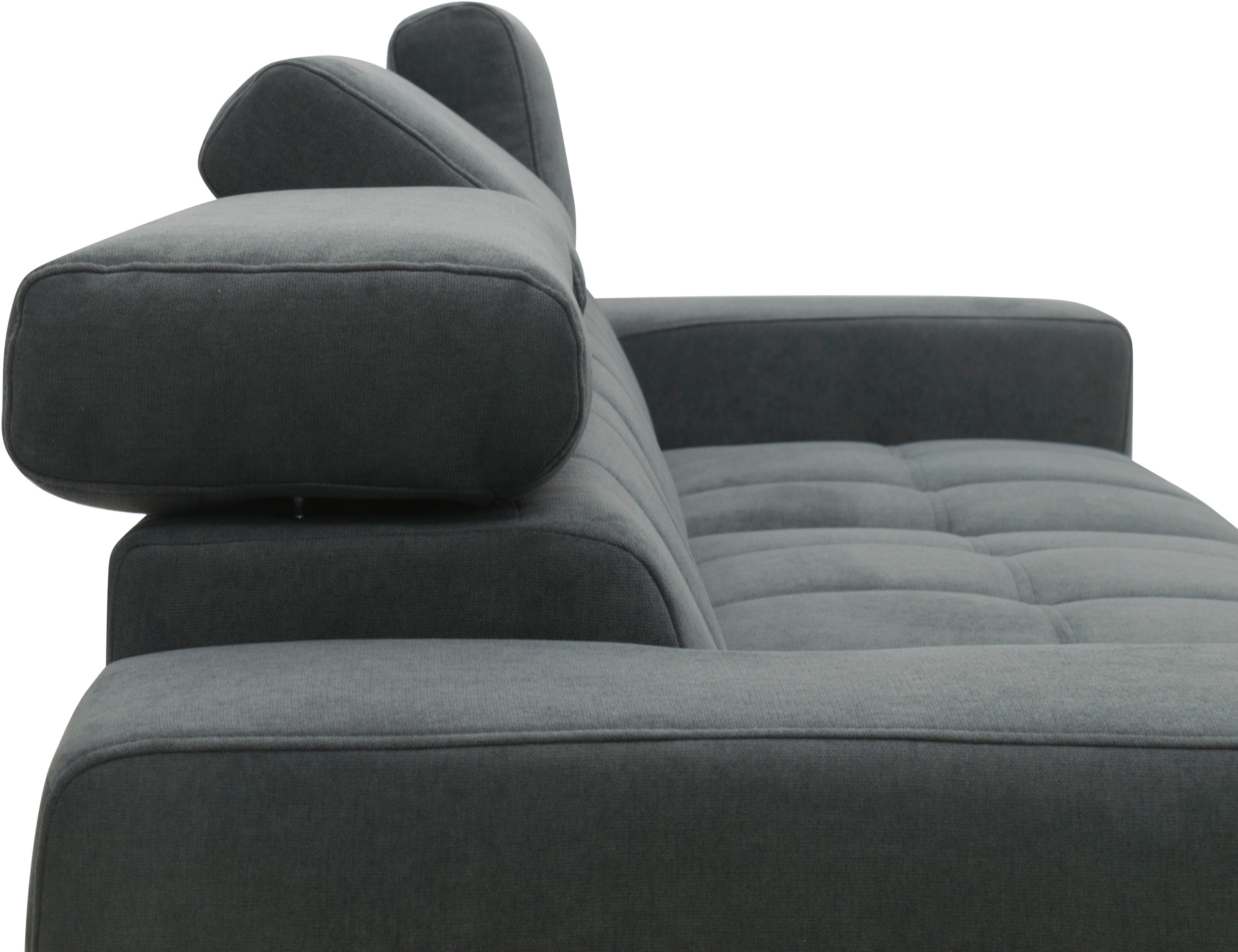 DOMO collection Ecksofa »Trento L-Form, mit Kufenfuß oder Einzelfuß«, wahlweise mit Kopfteilverstellung, Recamiere links/rechts bestellbar