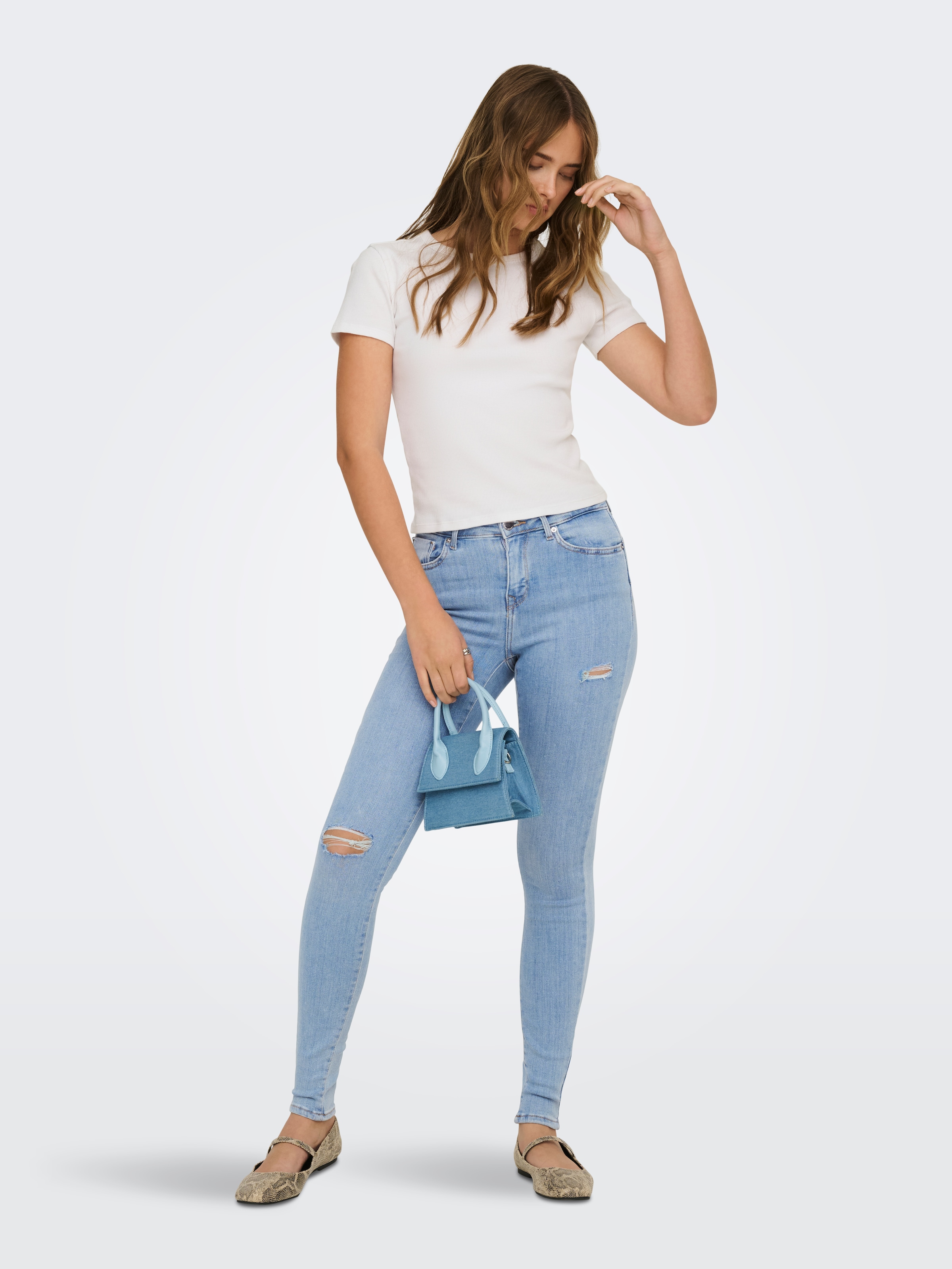 ONLY Skinny-fit-Jeans »ONLPOWER MW PUSH UP DES DNM« Baumwollmischung, Regular Waist