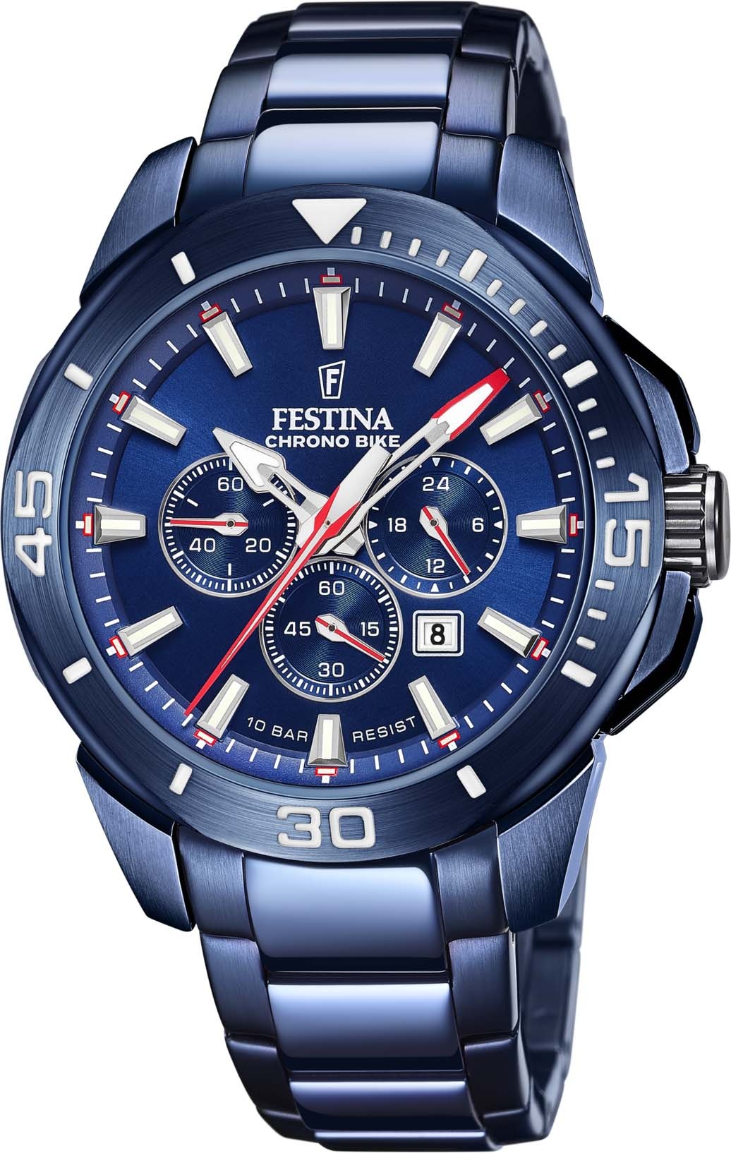 Festina Chronograph »Chrono Bike - Special Edition, F20643/1«, (Set, 3 tlg., Uhr mit Wechselband und Werkzeug), Armbanduhr, Quarzuhr, Herrenuhr, Stoppfunktion, ideal als Geschenk