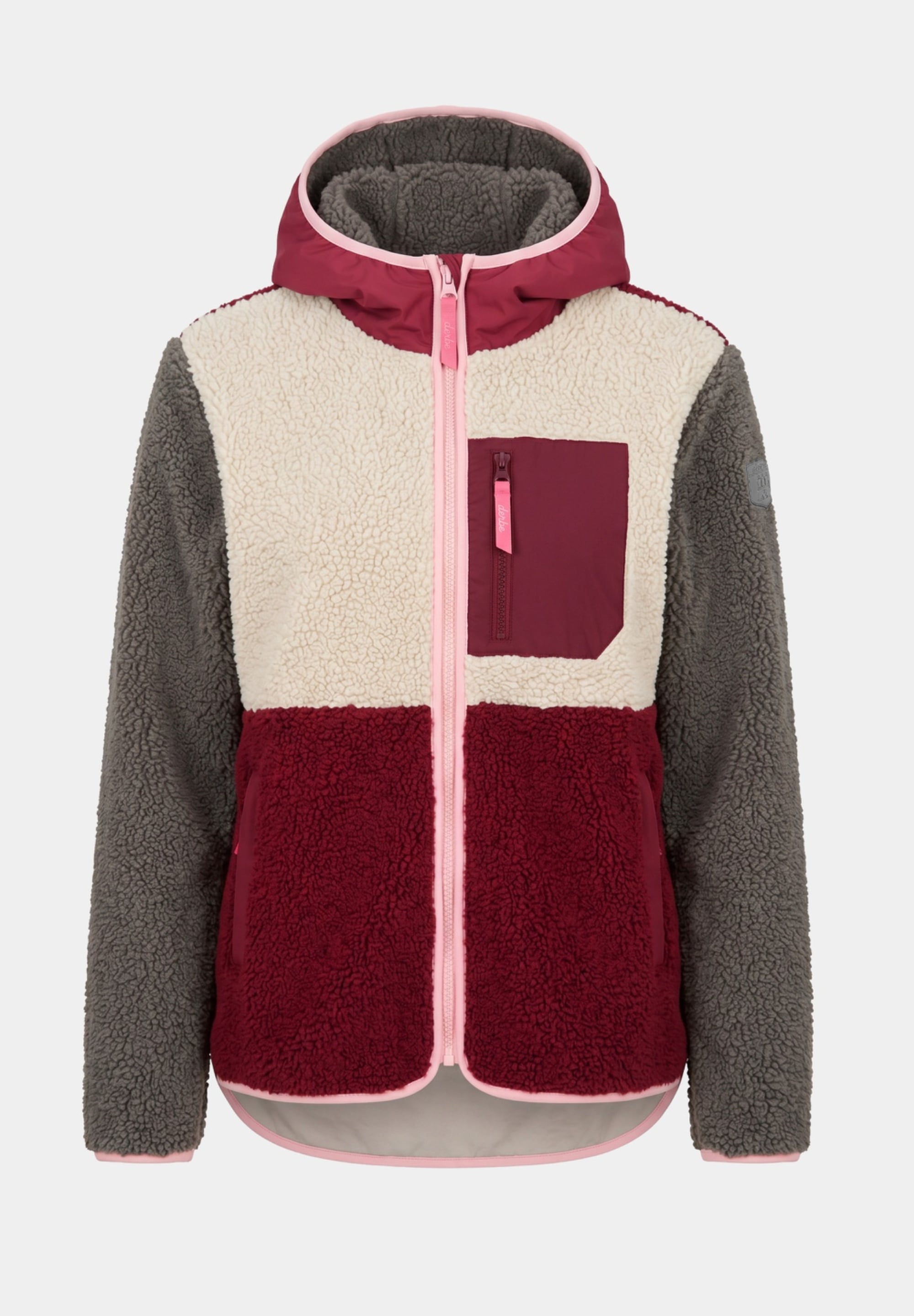 Derbe Fleecejacke »Kuschelby Colorblocking« Teddyfleece, Colorblocking, Kapuze, Reißverschlusstaschen
