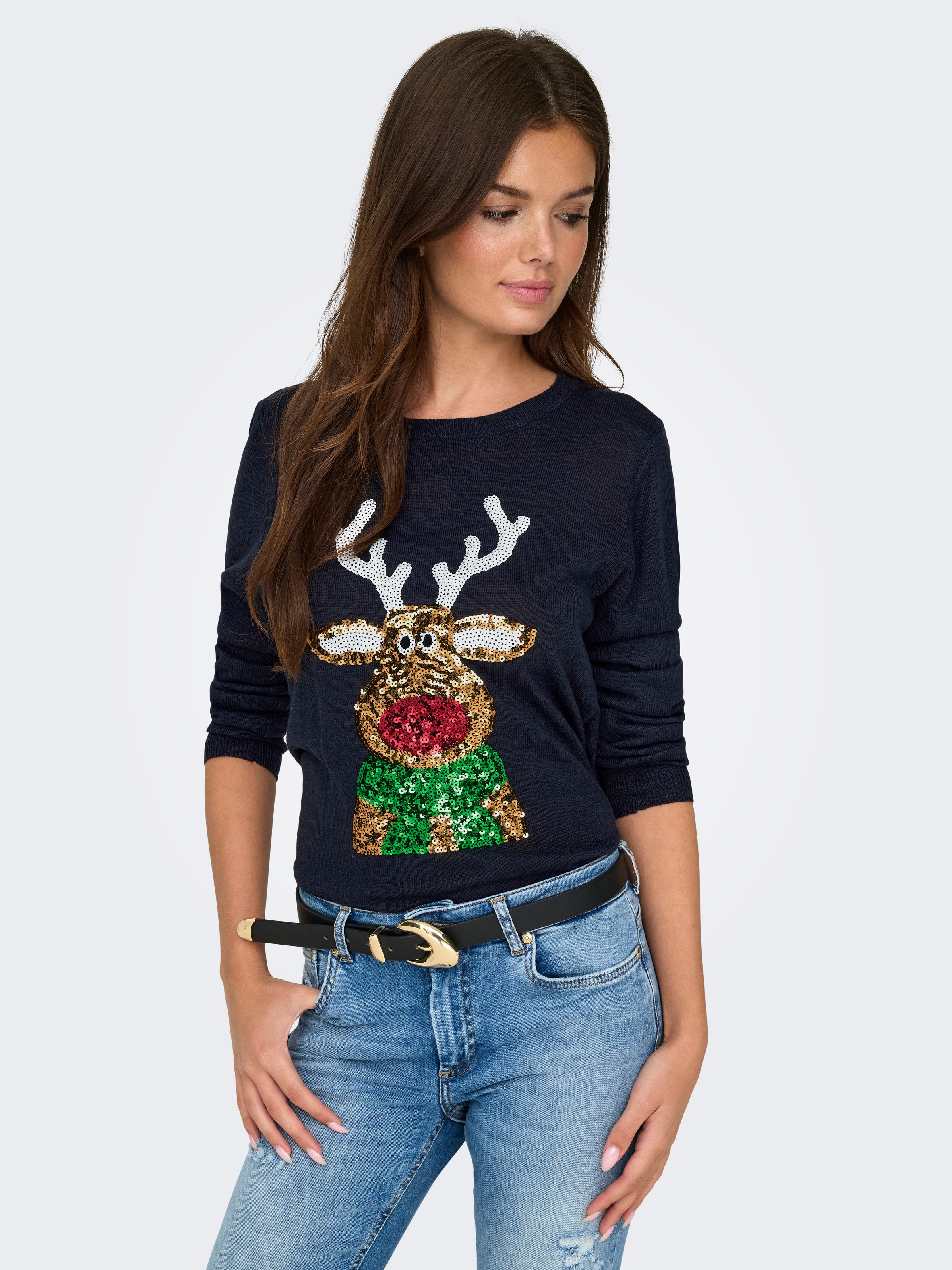 ONLY Weihnachtspullover "ONLXMAS LS O-NECK MIX DETAIL BOX KNT" günstig online kaufen