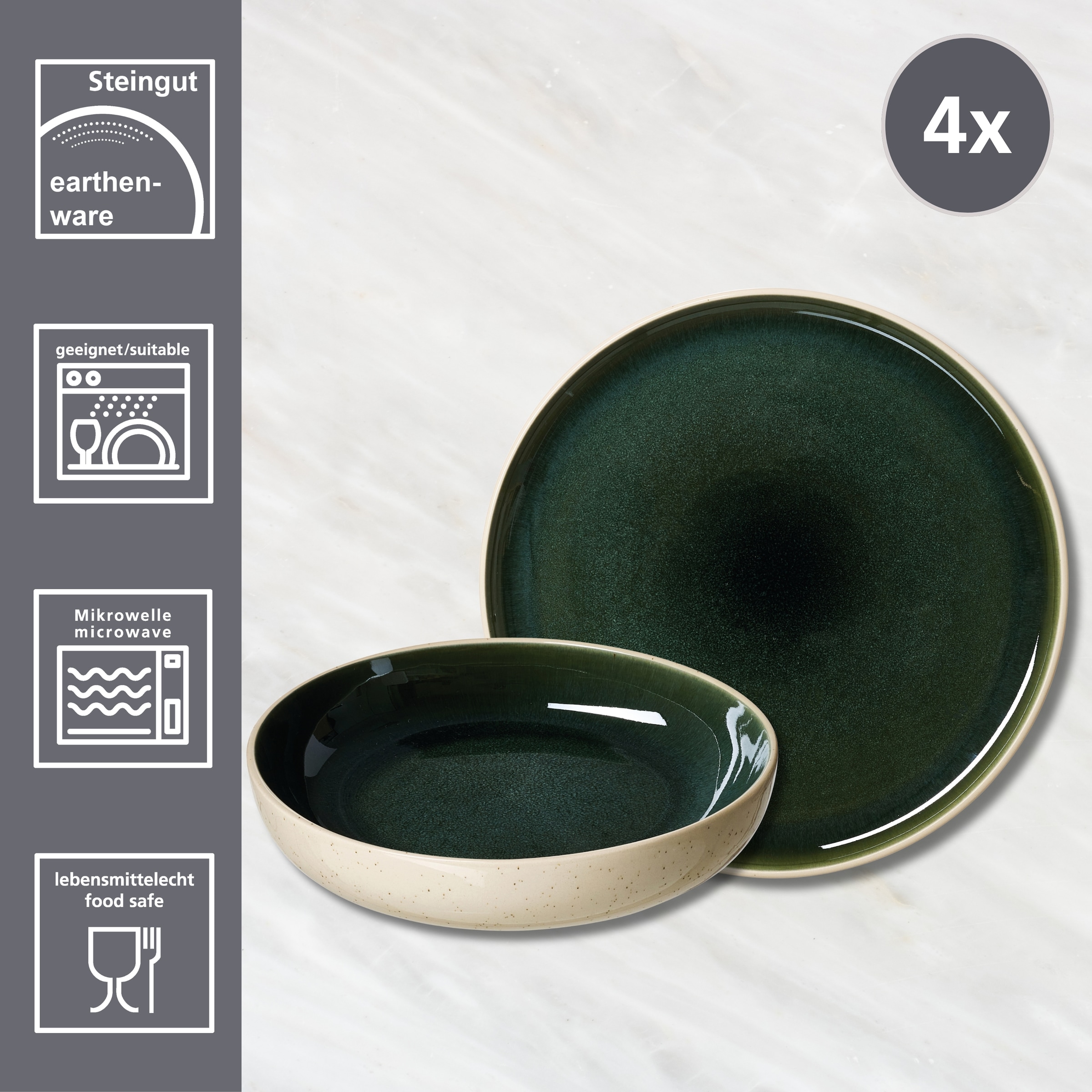 Ritzenhoff & Breker Tafelservice »Skog«, (Set, 8 tlg.), aus Steingut für 4 Personen