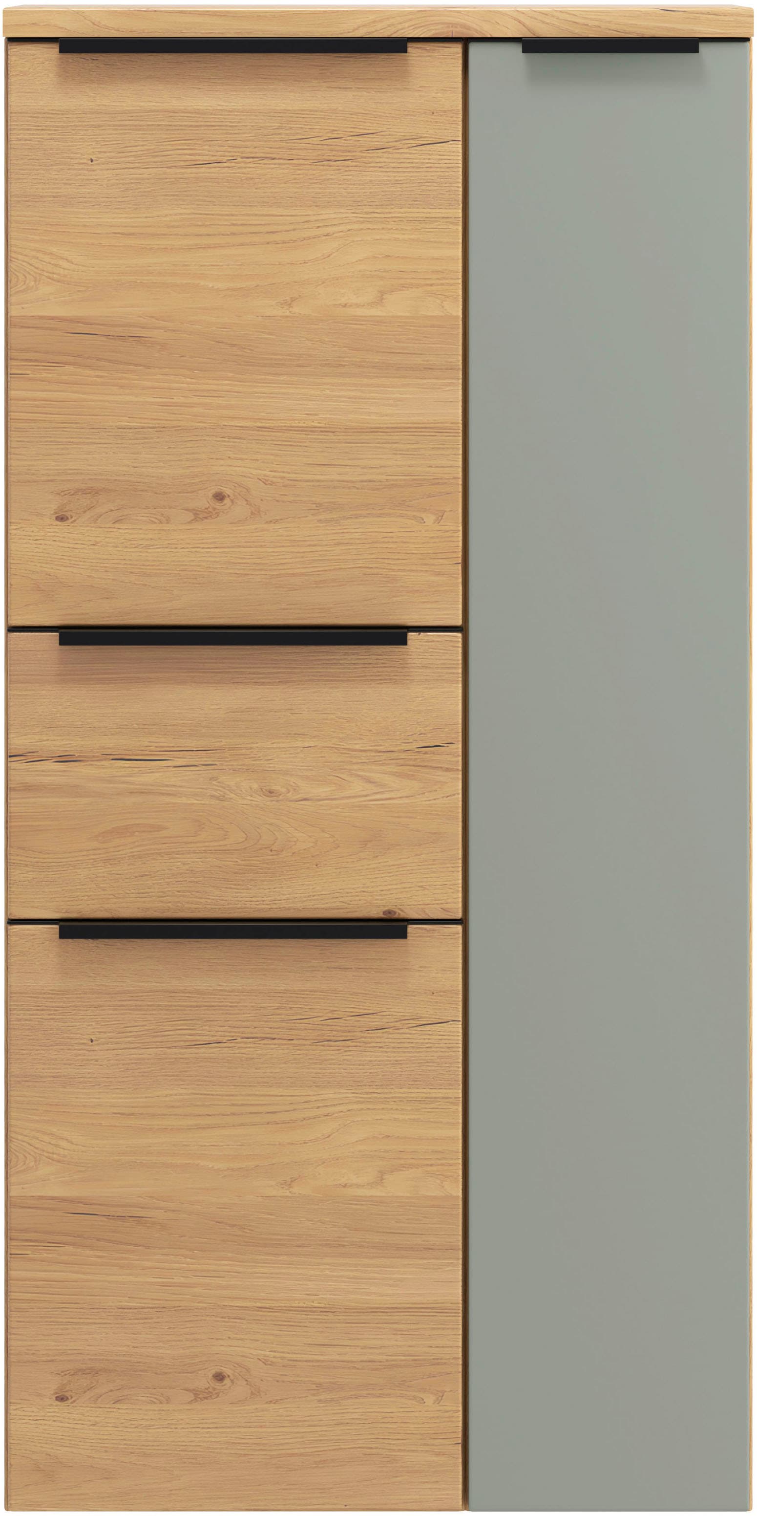 welltime Midischrank "MAILAND, Softclose-Auszug, gedämpfte Scharniere, hochwertiges MDF" Maße (B/H/T): ca. 65/130/35 cm, Wildeiche, gedämpfte Scharniere und Softclose-Auszug