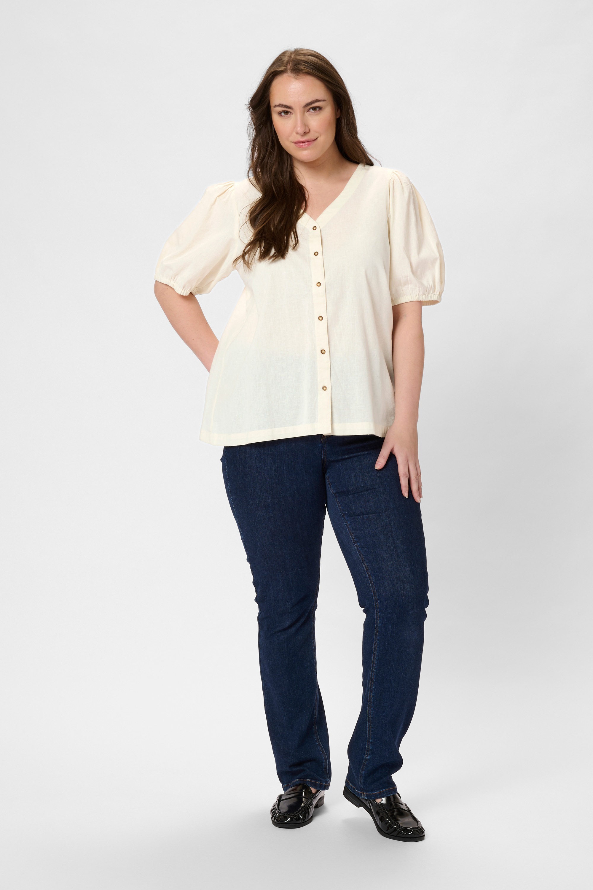 KAFFE Curve Kurzarmbluse »Damen Bluse kurzarm KCvicca«
