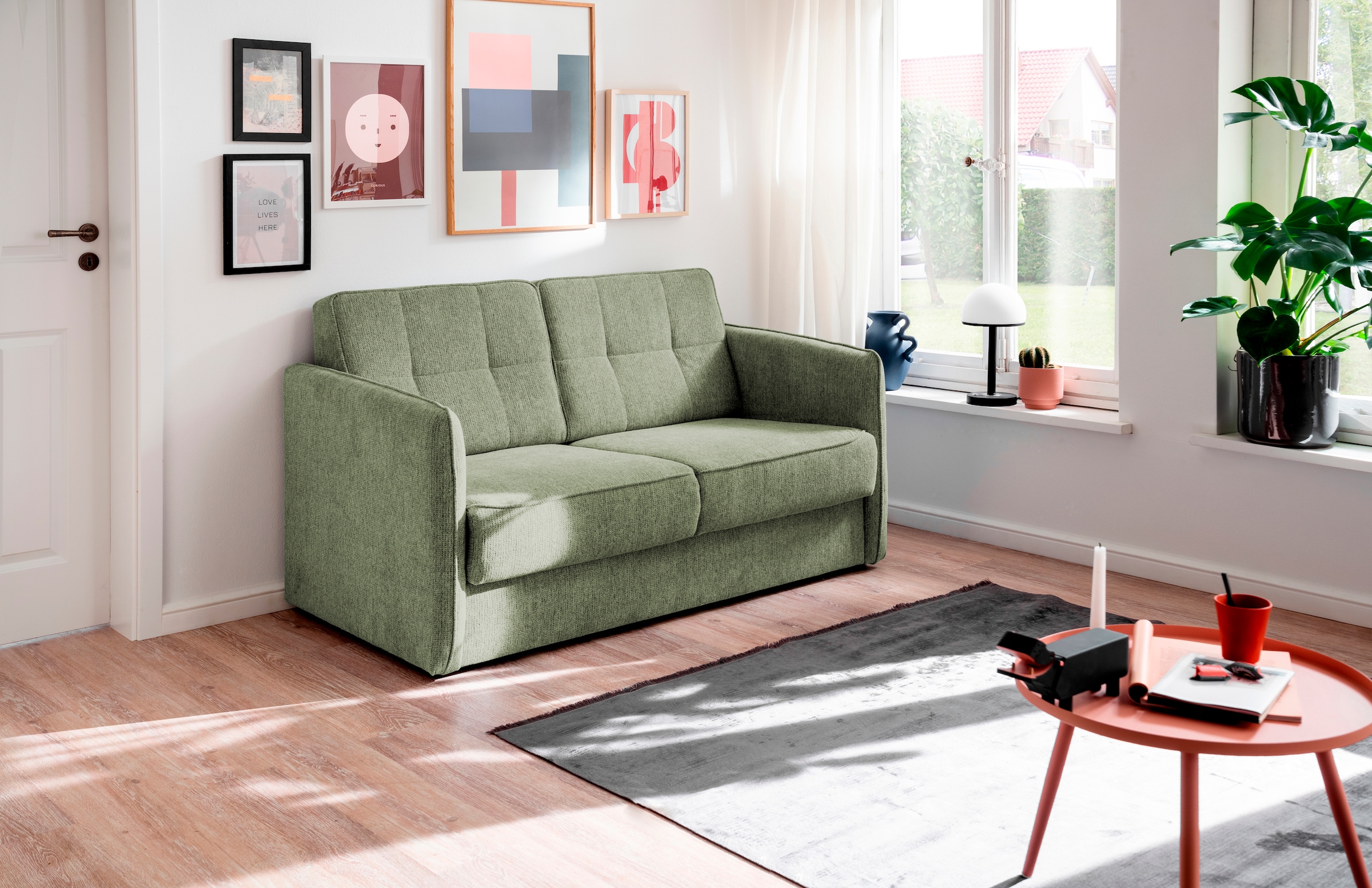 Home affaire Schlafsofa "Milano Einzelauszug, Schlaffunktion, schmale Armlehnen, Breite 147cm" zwei einzeln ausziehbare Liegefunktionen