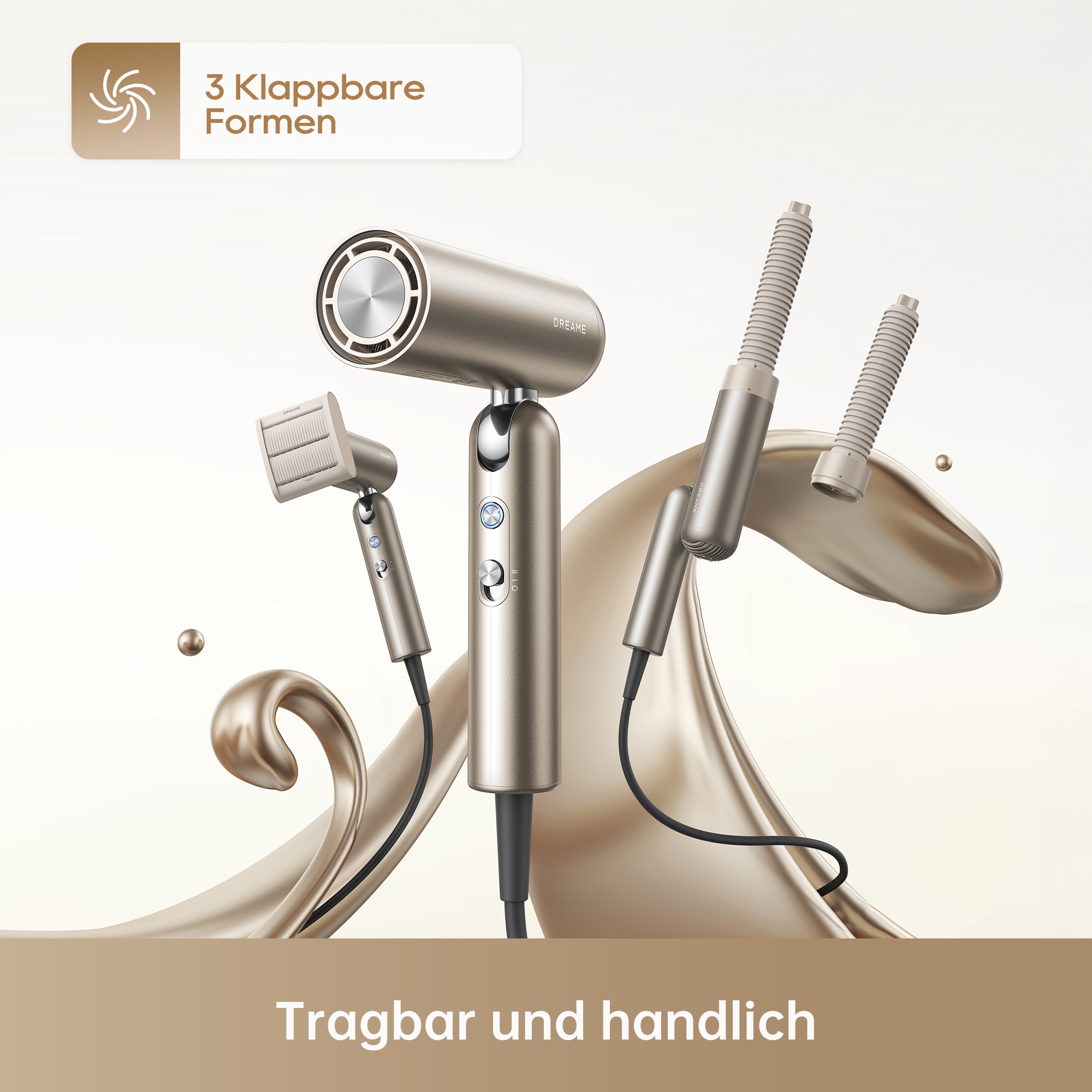 Dreame Haartrockner »Pocket Neo 2« 1.300 W 3 Aufsätze