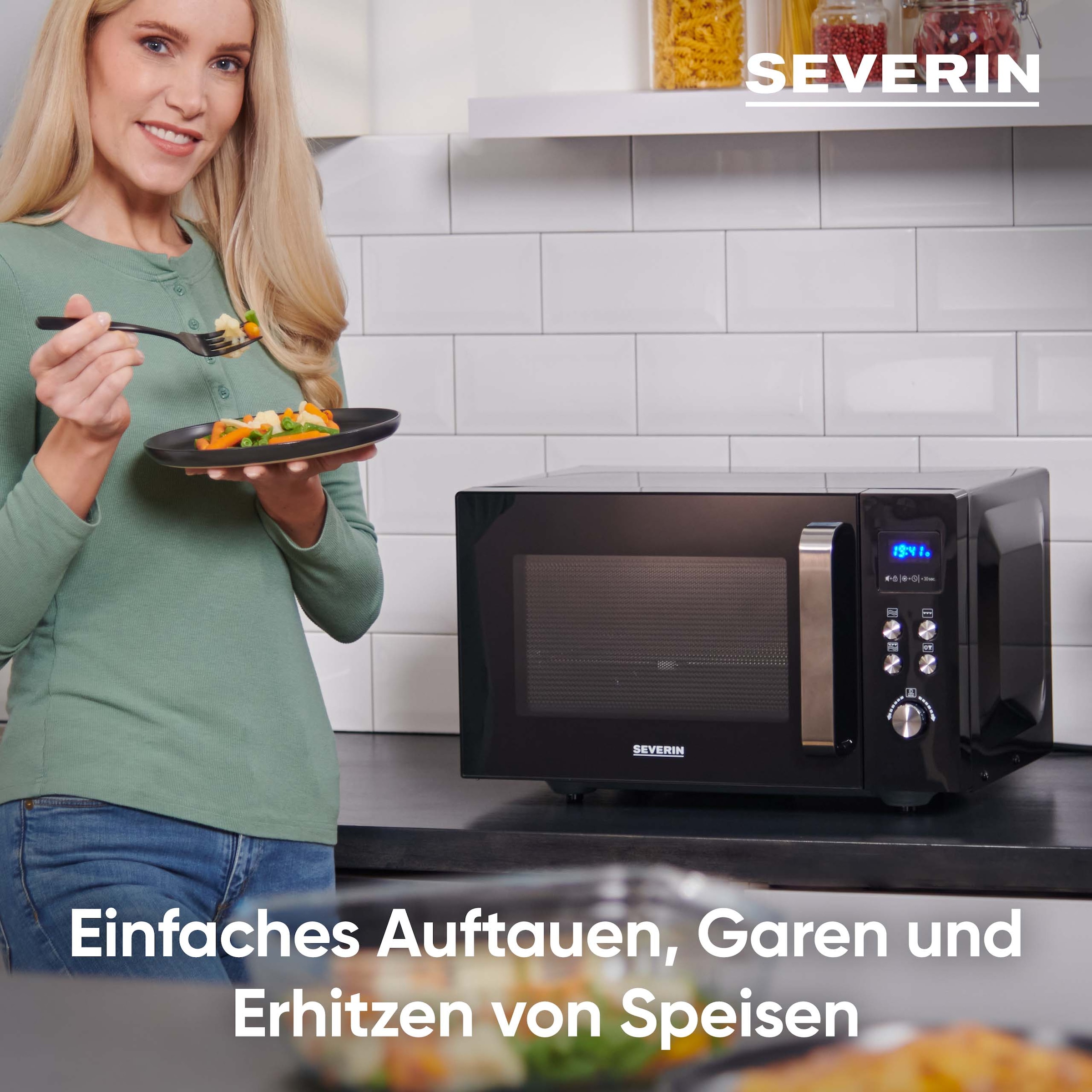 Severin Mikrowelle »MW 7763« Grill | Mikrowelle 1000 W 2-in-1 Mikrowelle mit Glasboden und Grill