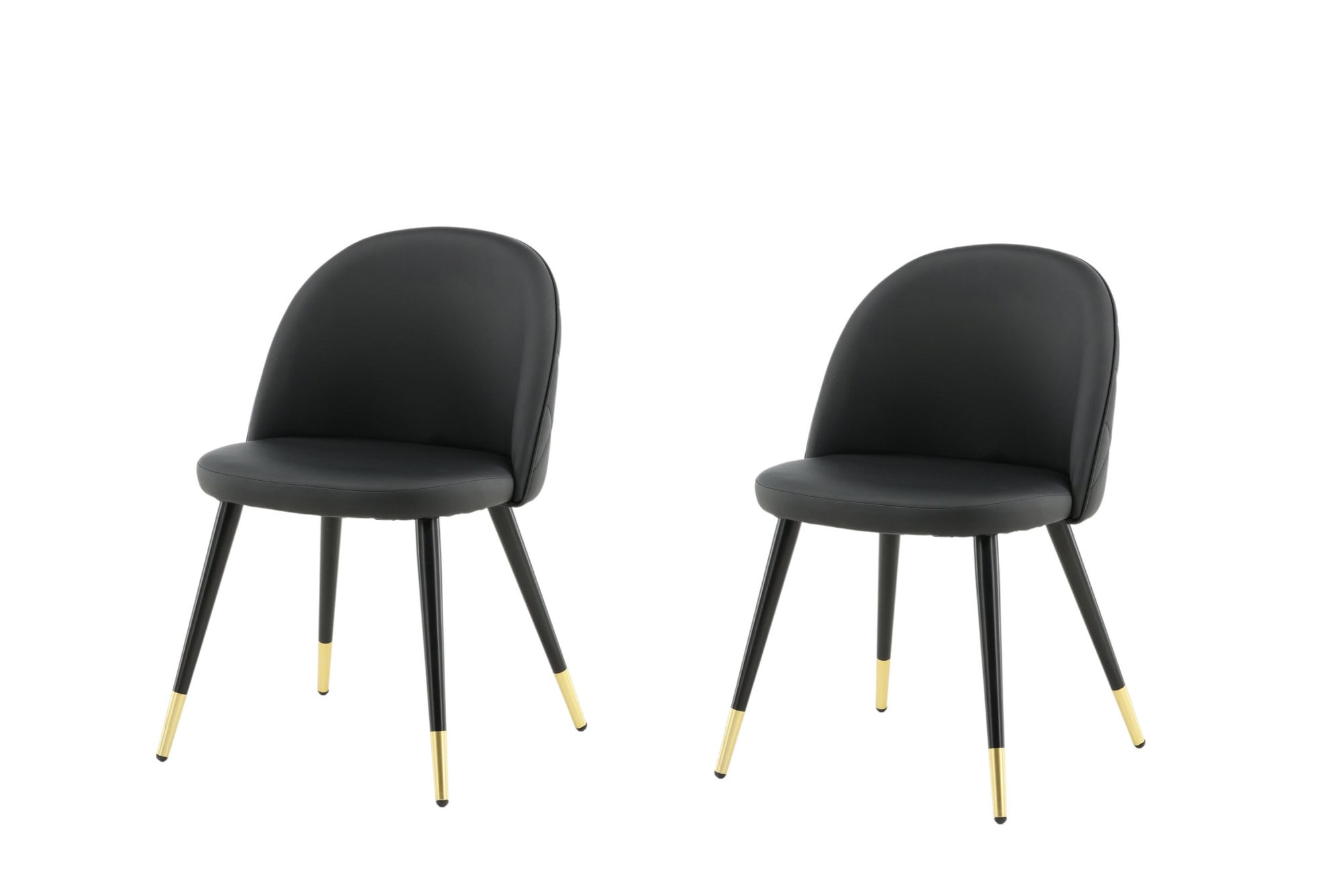 Venture Home Esszimmerstuhl "Velvet Stitches, 2er-Set Esszimmerstühle in Schwarz-PU, 150 kg" () 2 Stk.Polsterstuhl, Lederlook, schwarze Metallbeine, abgerundet, edel