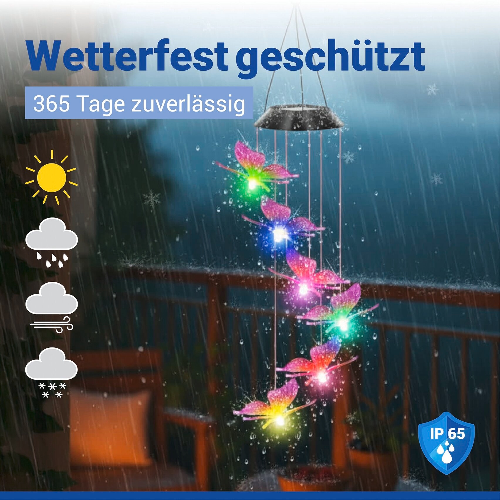 Maximex LED Gartenleuchte »Modell Schmetterling« 2 Stk. Extra-Warmweiß solarbetriebenes Windspiel mit farbwechselnden LEDs