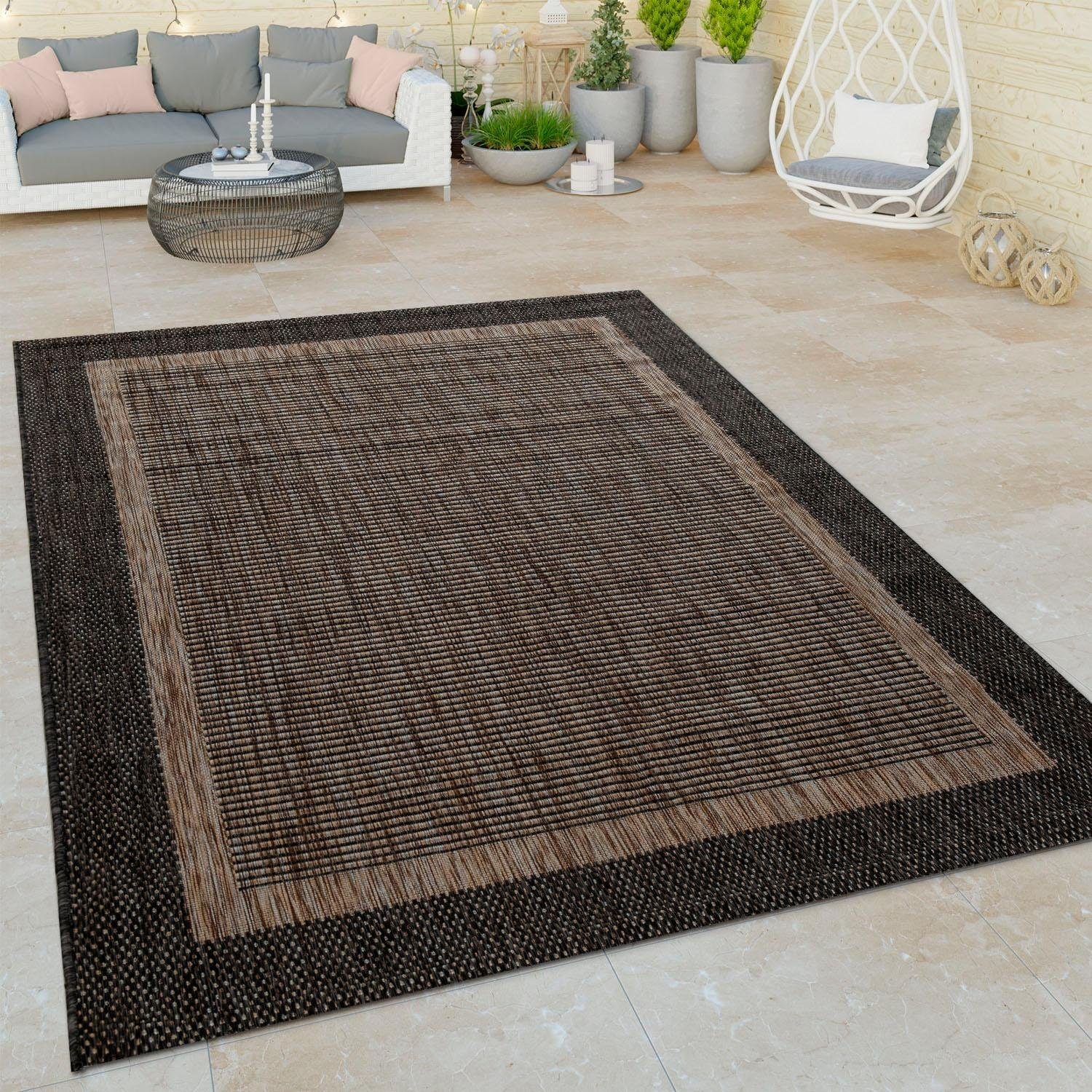 Paco Home Teppich »Illusion mit geeignet, Bordüre, meliert, rechteckig, auf | 325«, UV-beständig Flachgewebe, BAUR Rechnung Outdoor