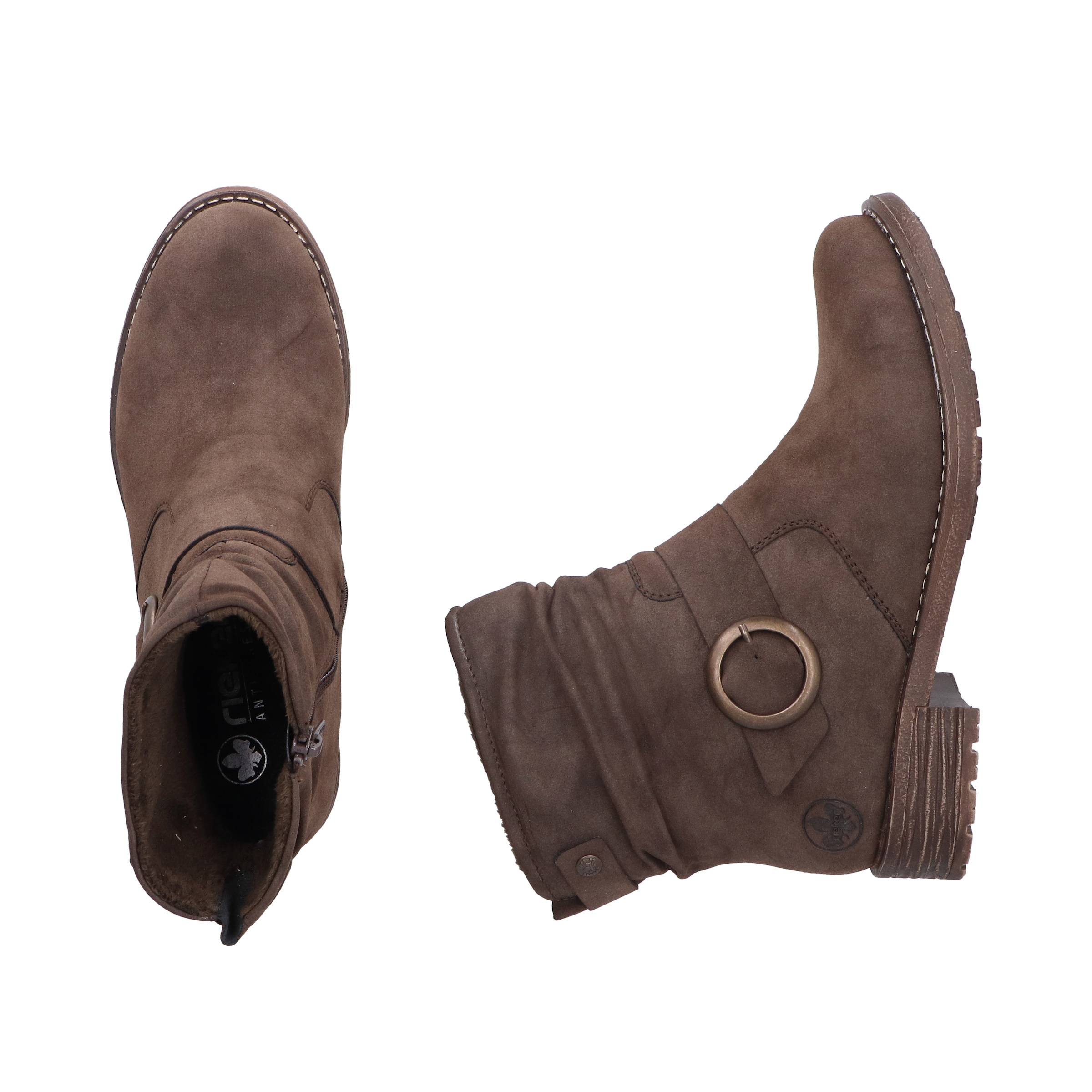 Rieker Stiefelette, Boots, Blockabsatz, slouchy Schaft und Innenreißverschluss
