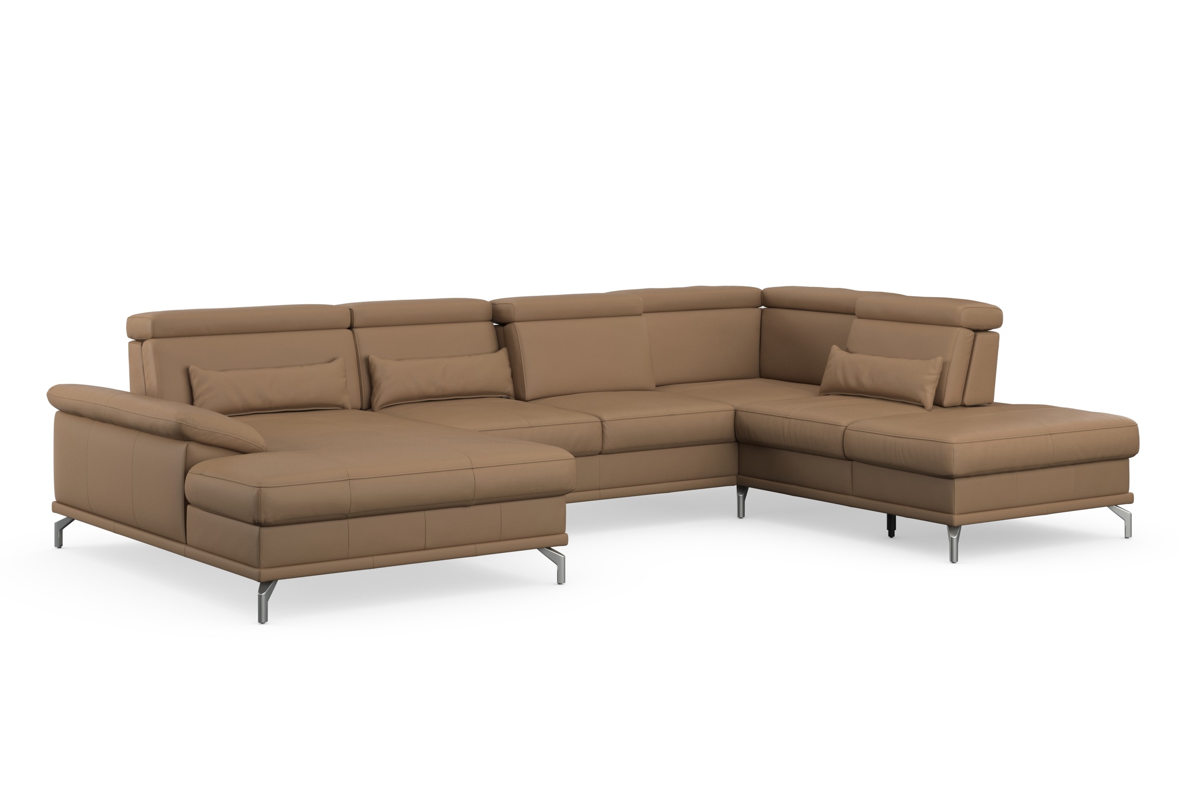 sit&more Wohnlandschaft »Cabrio U-Form, B: 359 cm, mit Sitztiefen-, Arm- & Kopfteilverstellung«, 3 Nierenkissen, Federkern, optional Bettfunktion und Stauraum
