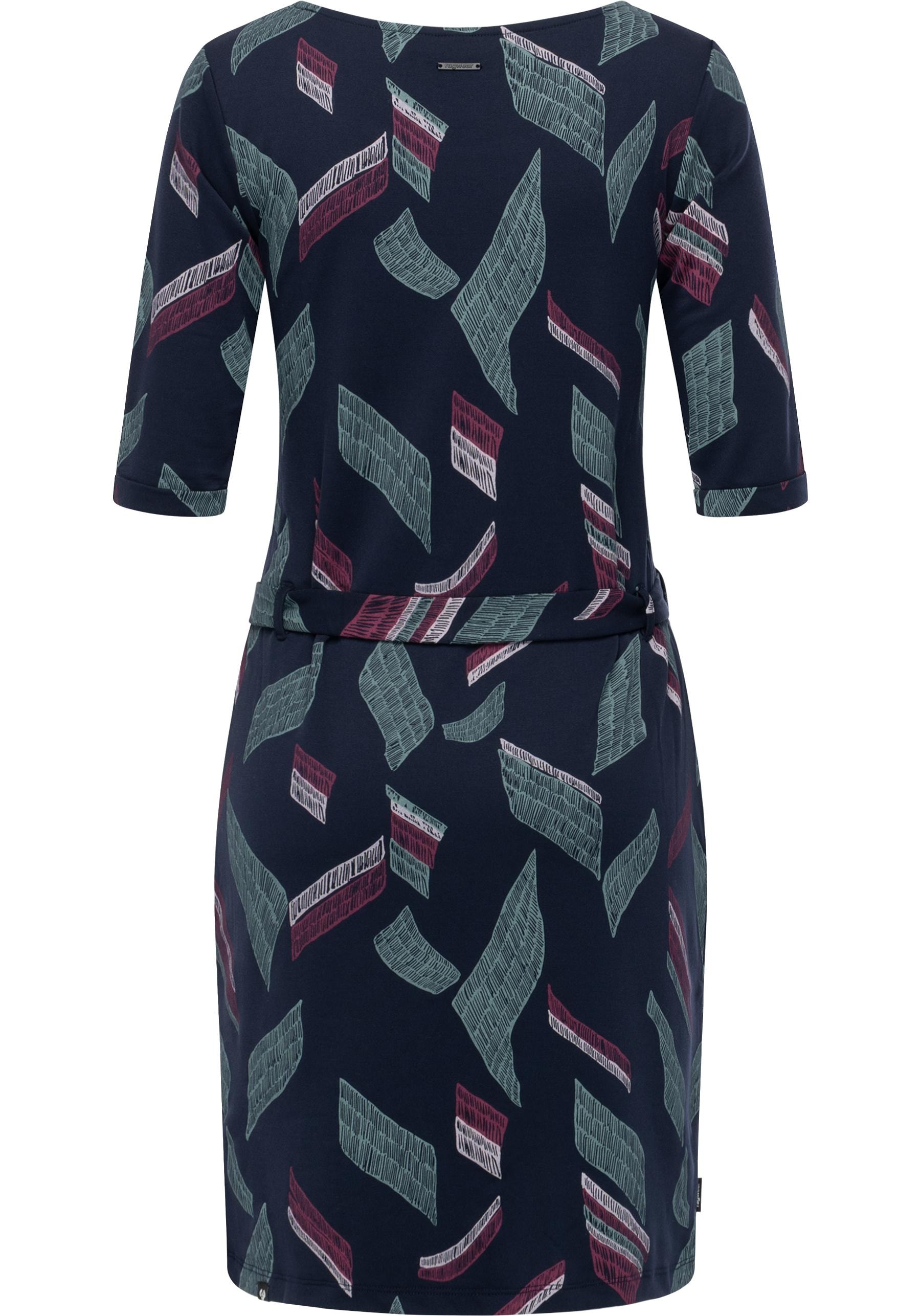 Ragwear Jerseykleid »Kenisha Print«, Midikleid mit Taillengürtel