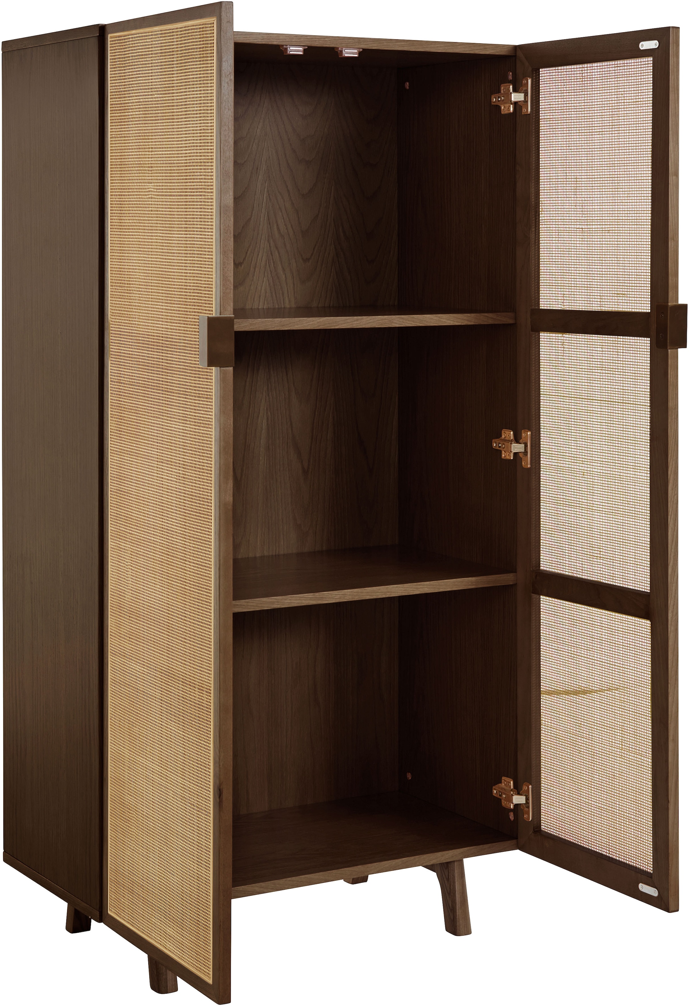 LeGer Home by Lena Gercke Highboard »Lina« Mit Rattan Einsatz, 3 Innenfächer, teilmassiv