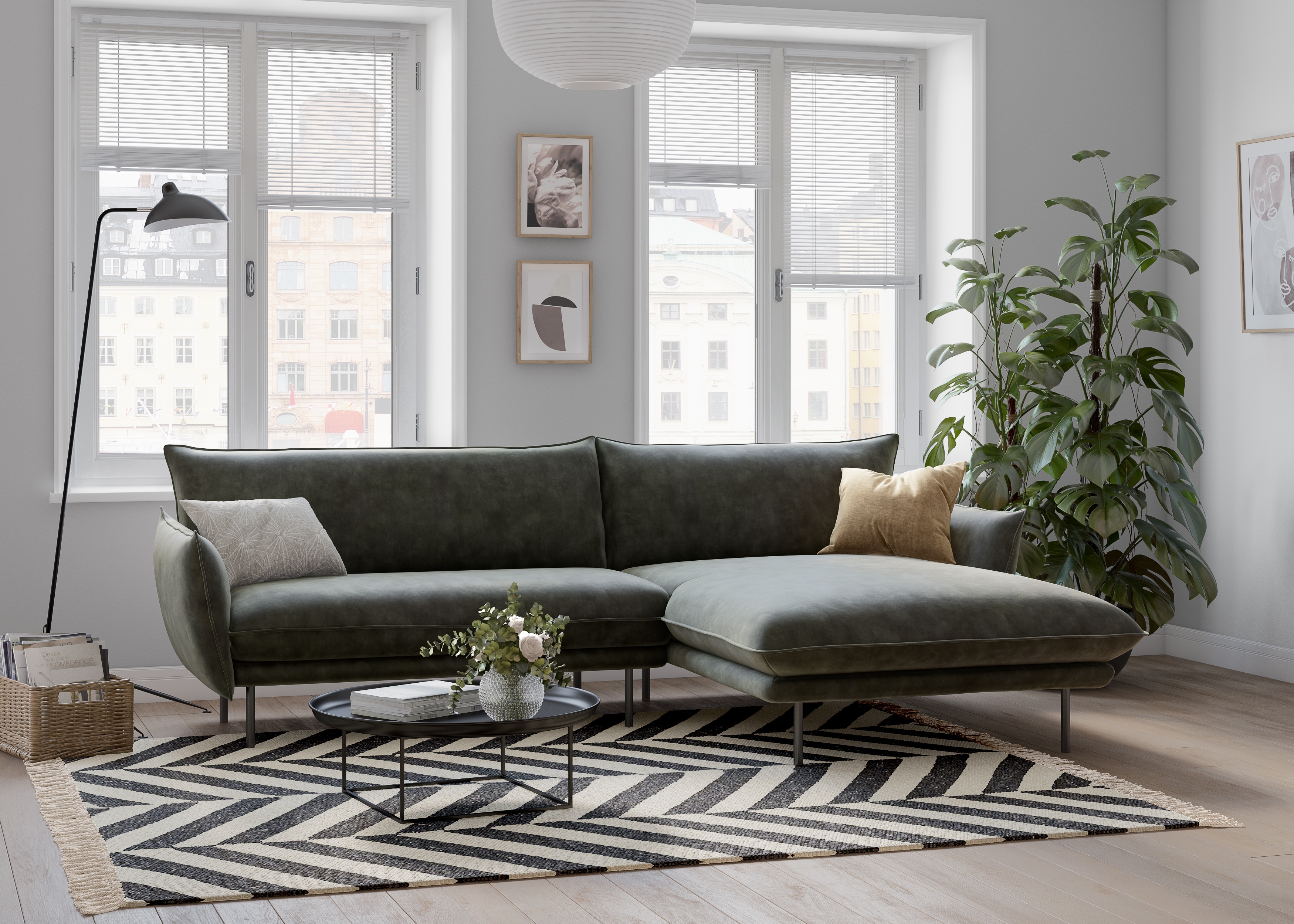 OTTO home Ecksofa "Stine L-Form" Besonderes Design durch Kissenoptik und Keder