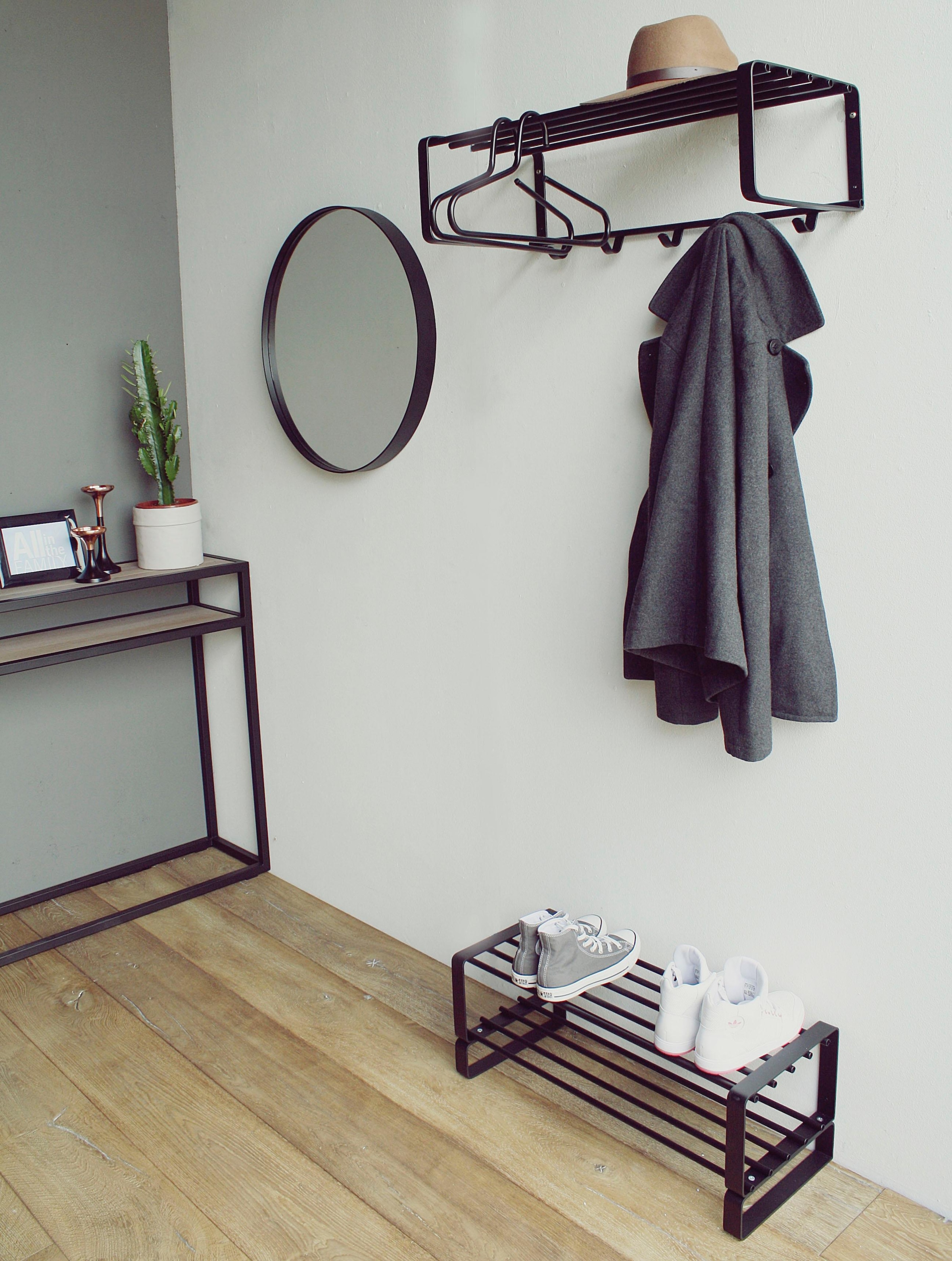 Spinder Design Garderobenleiste »REX«, (1 St.), Wandgarderobe aus Stahl mit Hutablage und 5 bzw. 7 Haken