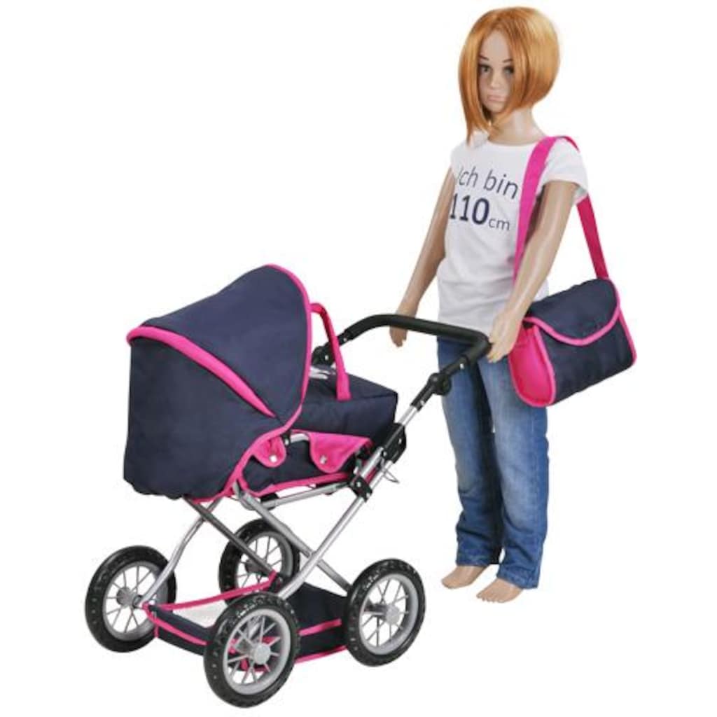 Knorrtoys® Kombi-Puppenwagen »Ruby - UMA. Das Einhorn, blau mit Wickeltasche«, mit Wickeltasche