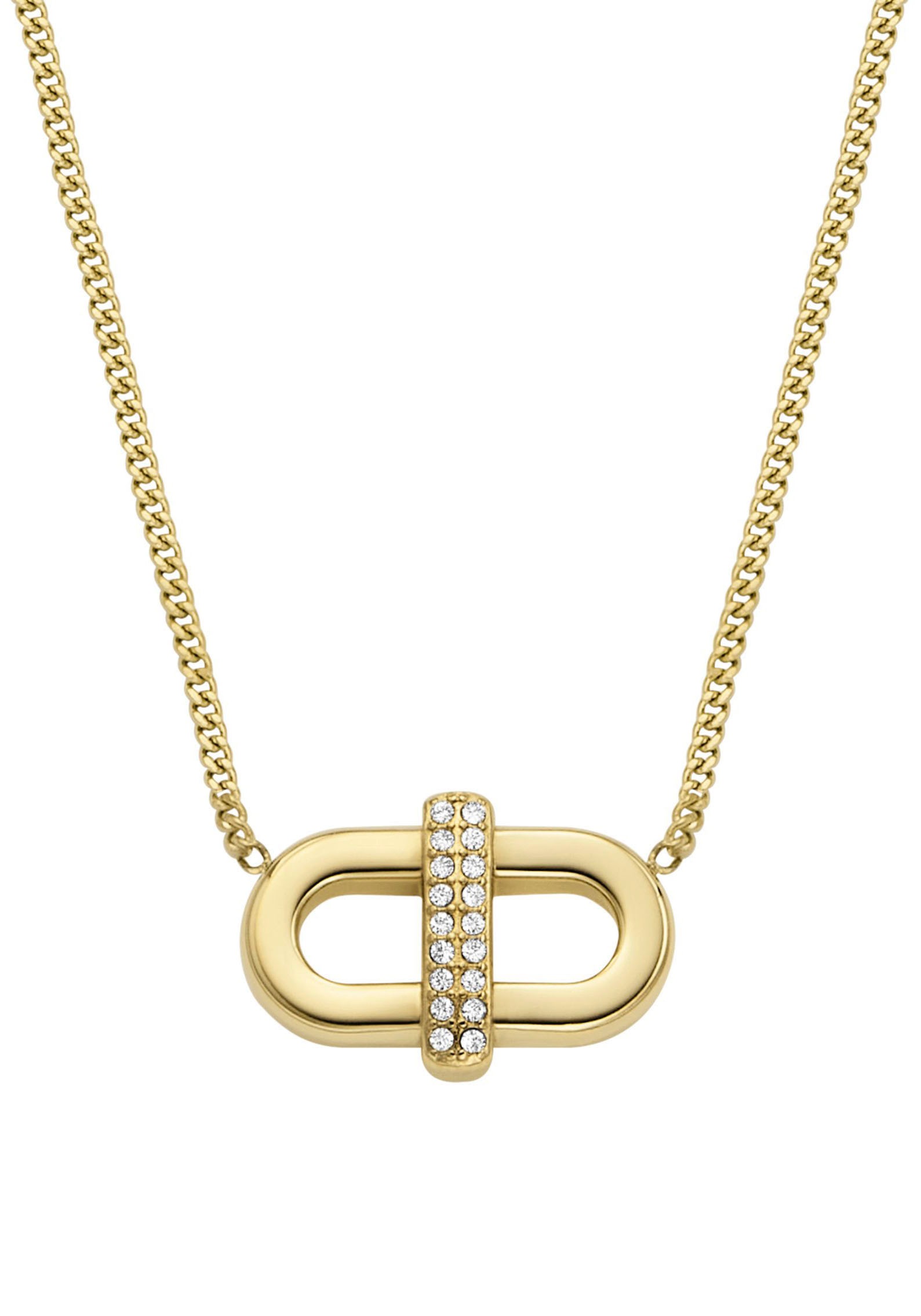 Collana Fossil Drew Con Ciondolo In Acciaio Inossidabile – Lunghezza Regolabile 46+5,5 Cm, Chiusura A Granchio