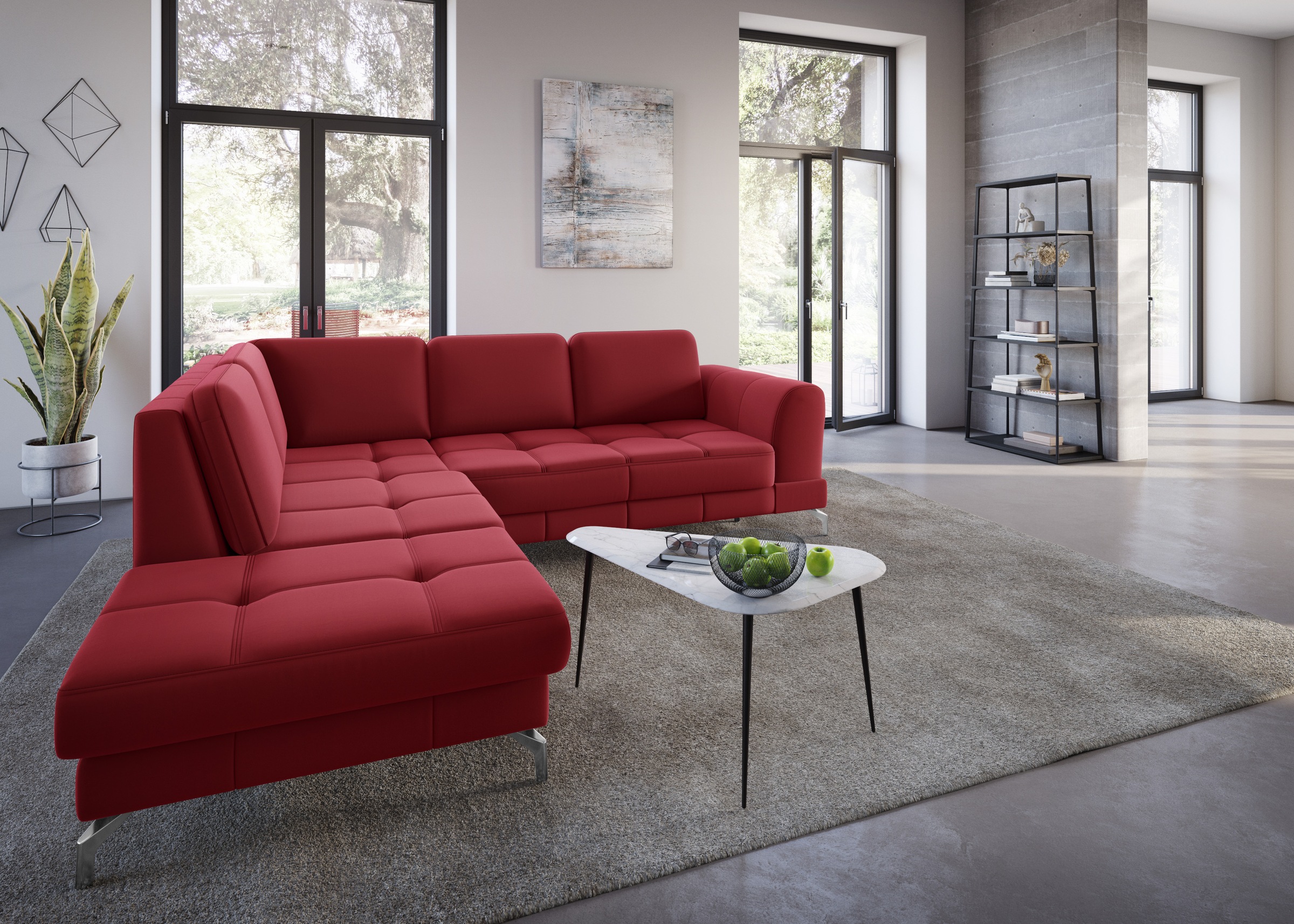 sit&more Ecksofa »Bendigo L-Form«, inklusive Sitztiefenverstellung, Bodenfreiheit 12 cm, in 2 Fußfarben