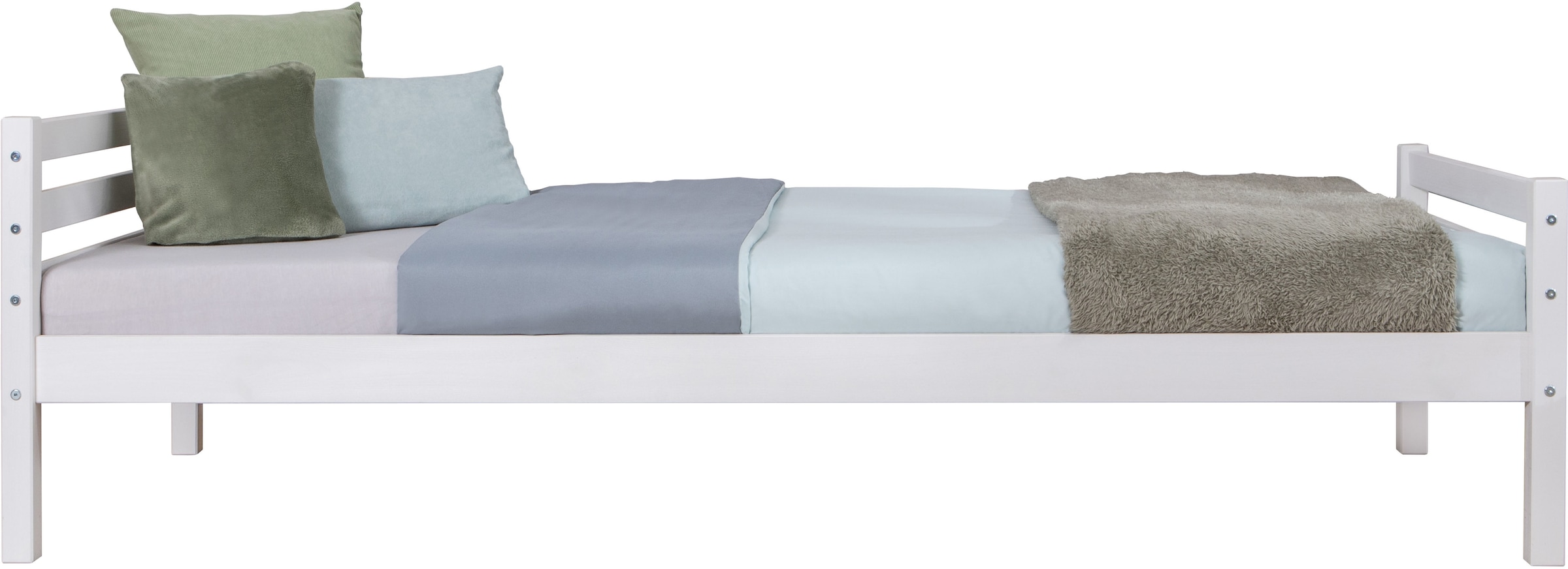 Ticaa Jugendbett, Futonbett in diversen Breiten, Kiefer, mit Rollrost