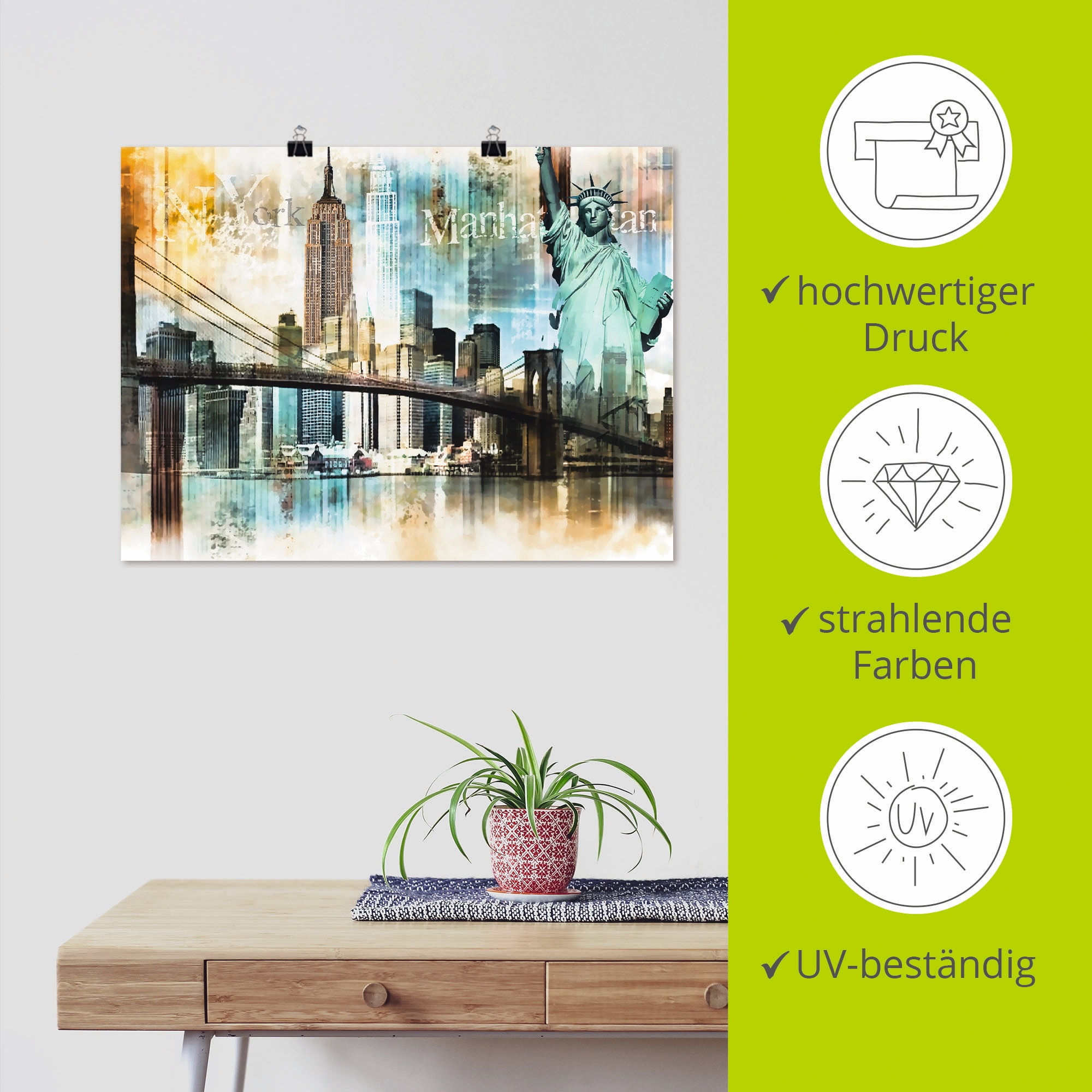 Artland Wandbild »New York Skyline Collage IV« Amerika 1 Stk. tlg. als Leinwandbild, Poster in verschied. Größen