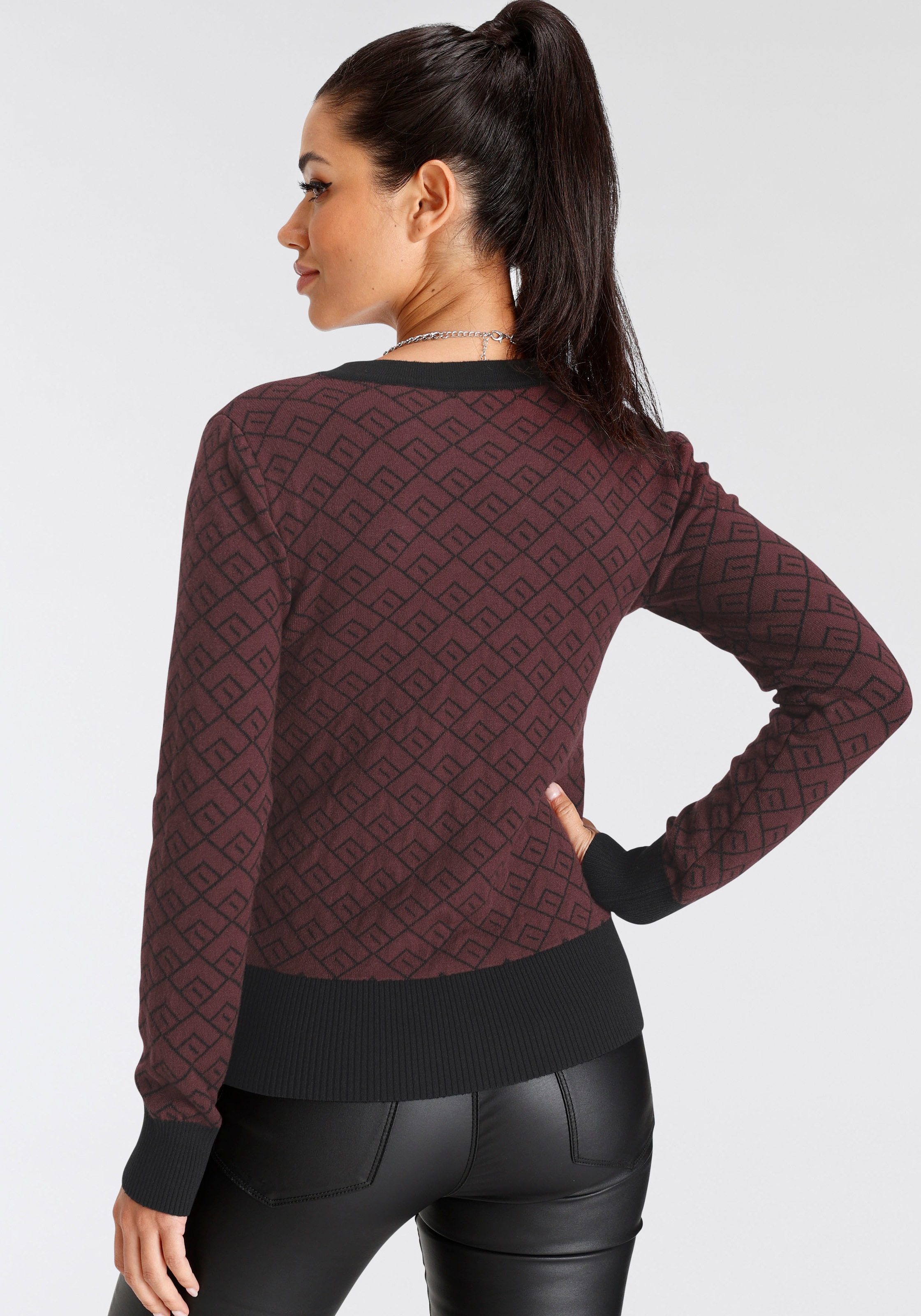 Thumbnail - Melrose Strickjacke in trendy Jacquardmuster mit Knopfleiste