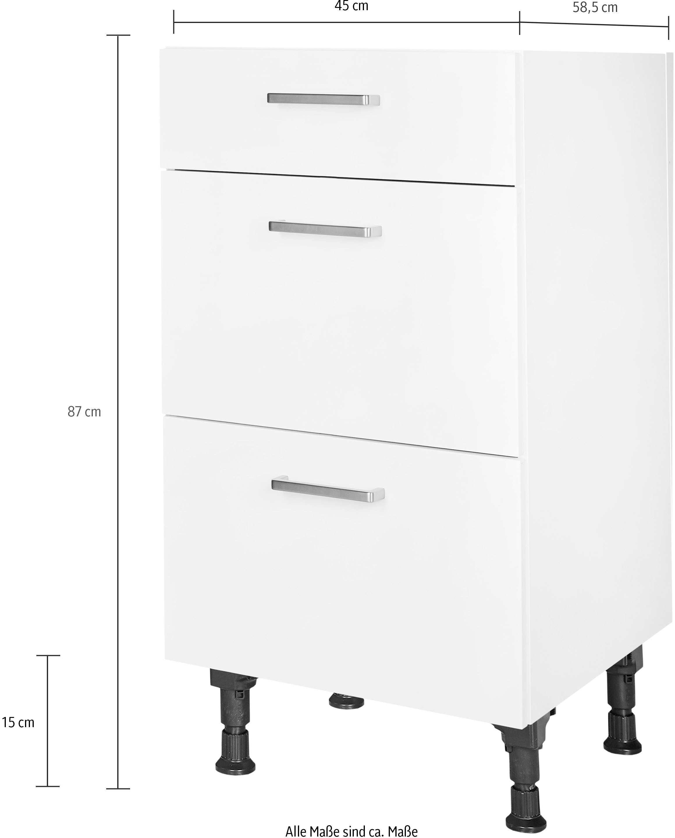 nobilia® Unterschrank »"Touch", vormontiert, mit höhenverstellbaren Sockelfüßen, in den«, Breiten 30, 45, 60 und 90 cm, mit Schubkasten und Auszügen