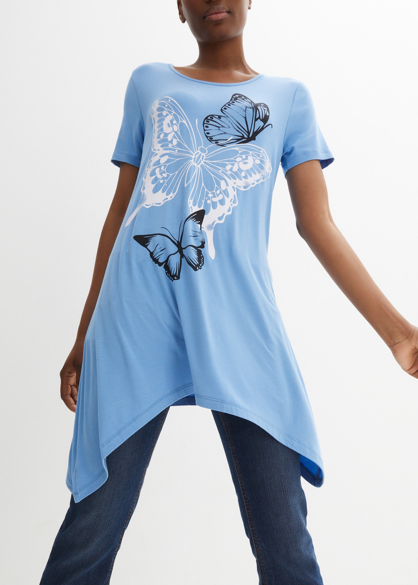 bonprix Longshirt "Longshirt mit Zipfel und Schmetterlingsmuster", Longshir günstig online kaufen