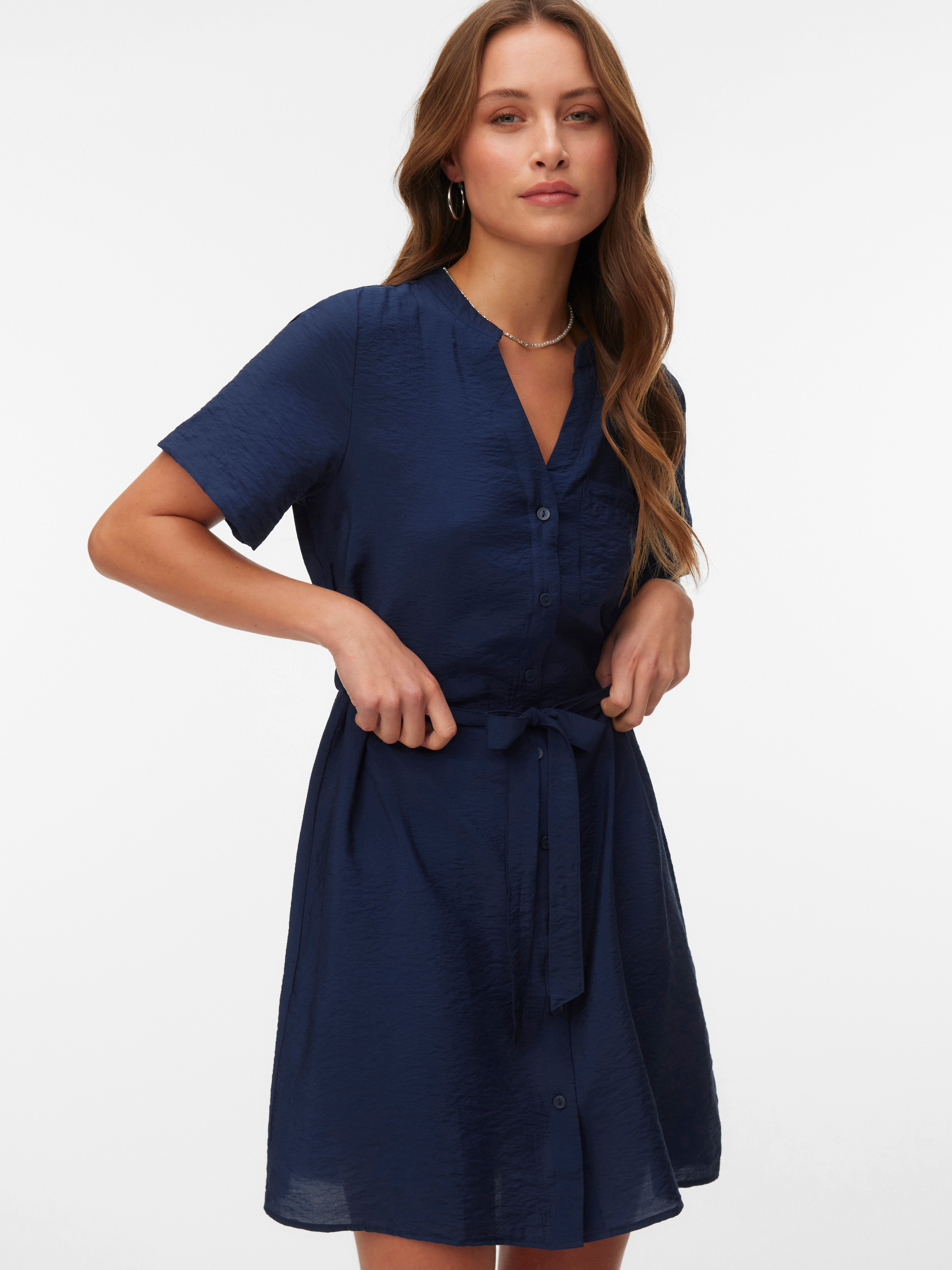 Vero Moda "VMJOSIE SS SHORT DETAIL DRESS WVN GA" Brusttasche Viskosemischung, regular fit