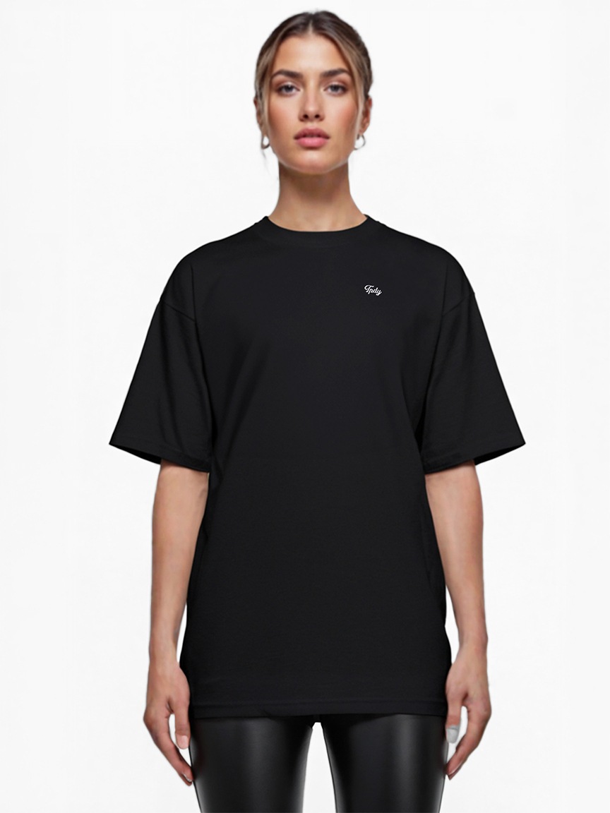 trueprodigy Oversize-Shirt "Nika F Logo Stickeri Oversized Rundhals"