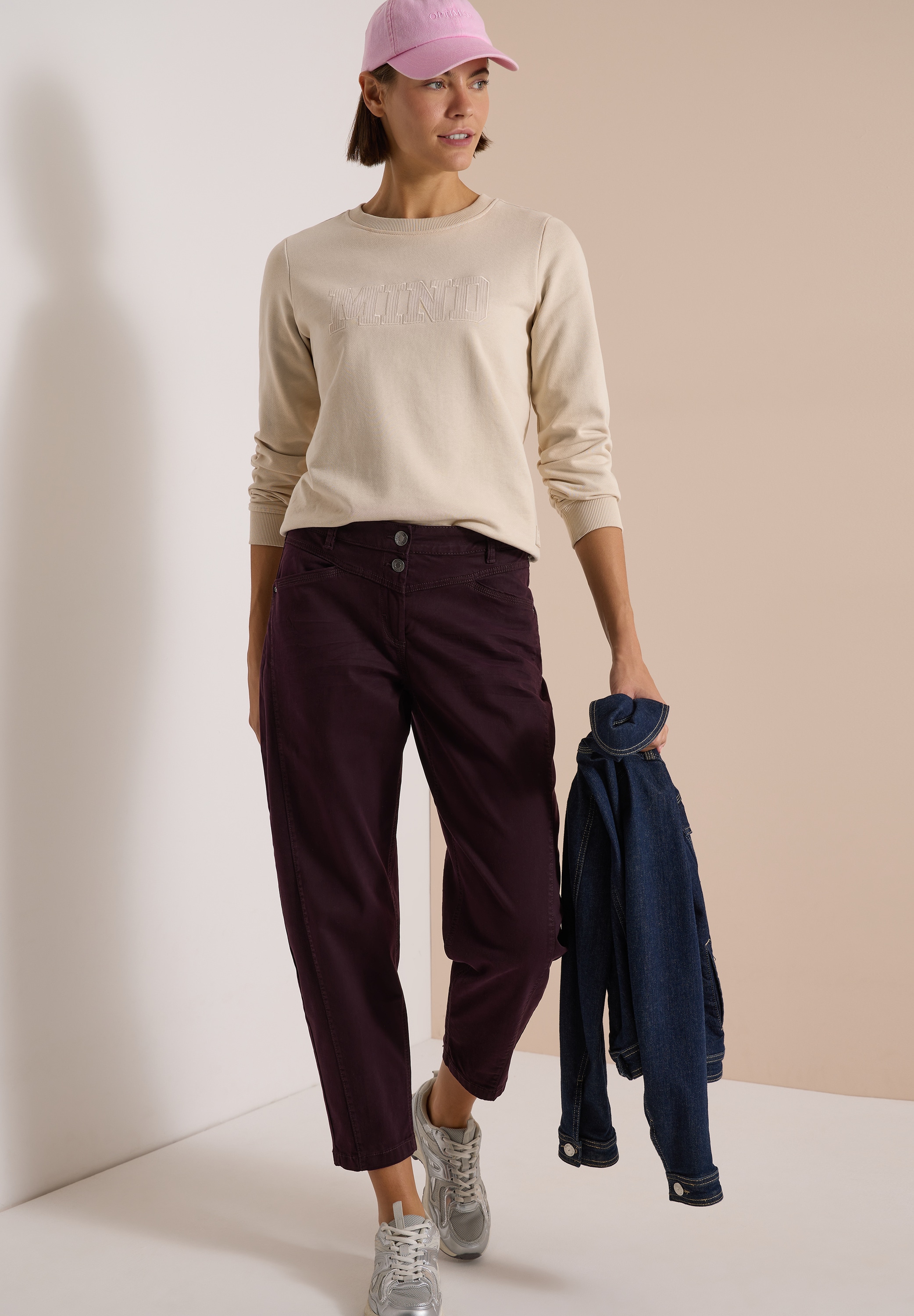 Cecil Stoffhose »Style Scarlett«  Mid Waist, Barrel Leg, Baumwollmix