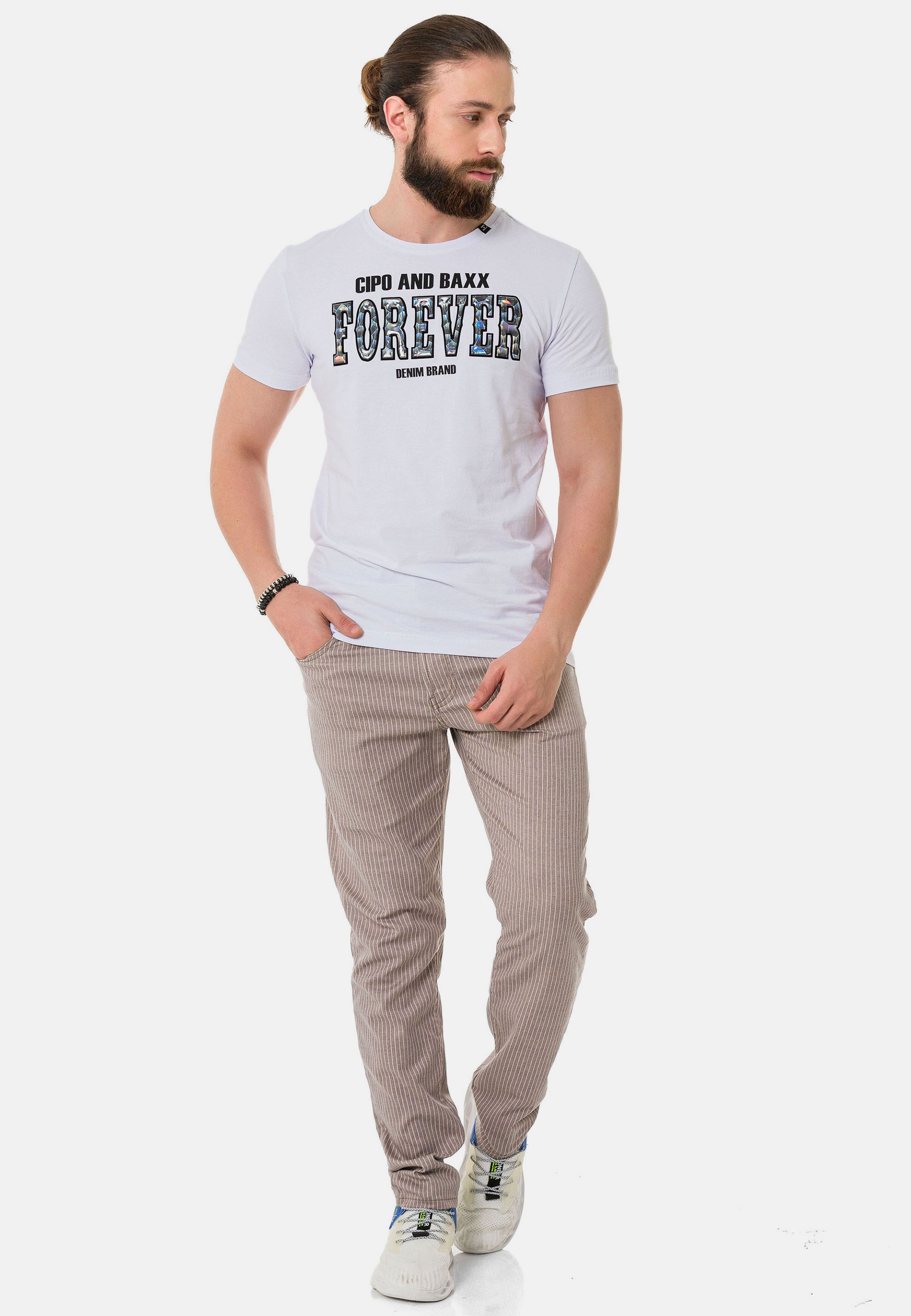 Cipo & Baxx T-Shirt »T-Shirt«, mit Rundhals-Ausschnitt