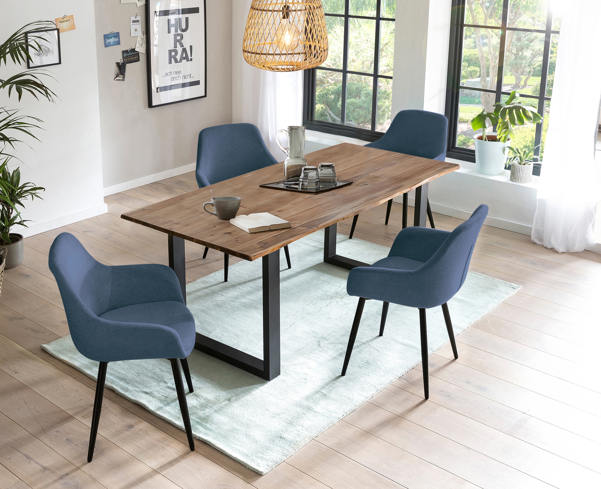 SalesFever Essgruppe, (Set, 5 tlg.), 5-teiliges Set, Tischplatte mit seiden günstig online kaufen