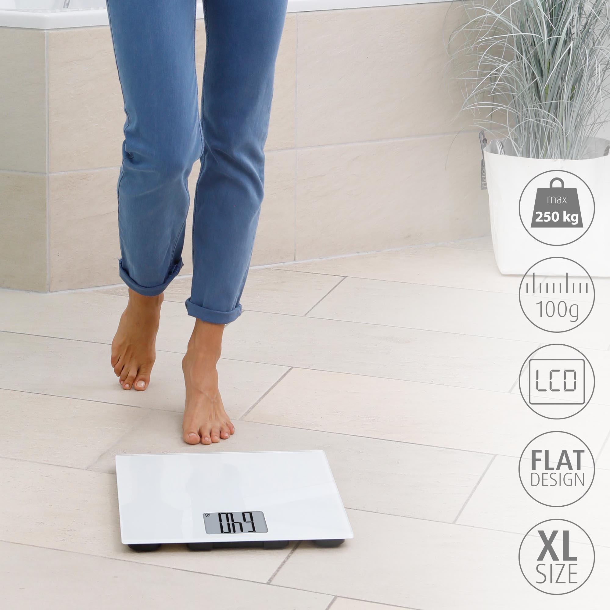 Medisana Personenwaage »PS 470 XL«, Extra großes LCD-Display mit großen Ziffern, Tragkraft 250 kg