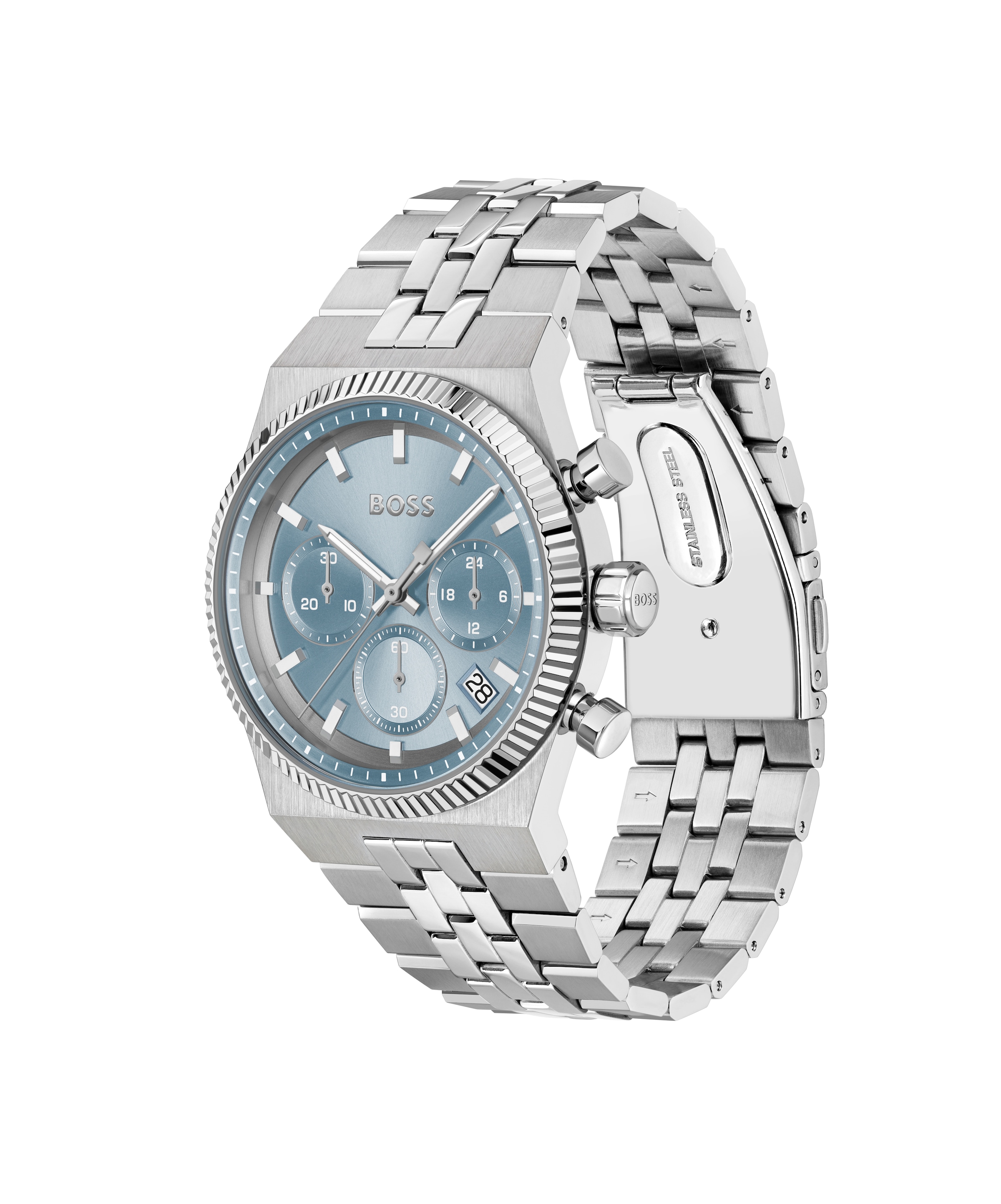 BOSS Chronograph »CANDOR PRIME« Quarzuhr, Armbanduhr, Herrenuhr, Edelstahlarmband, analog, Tag