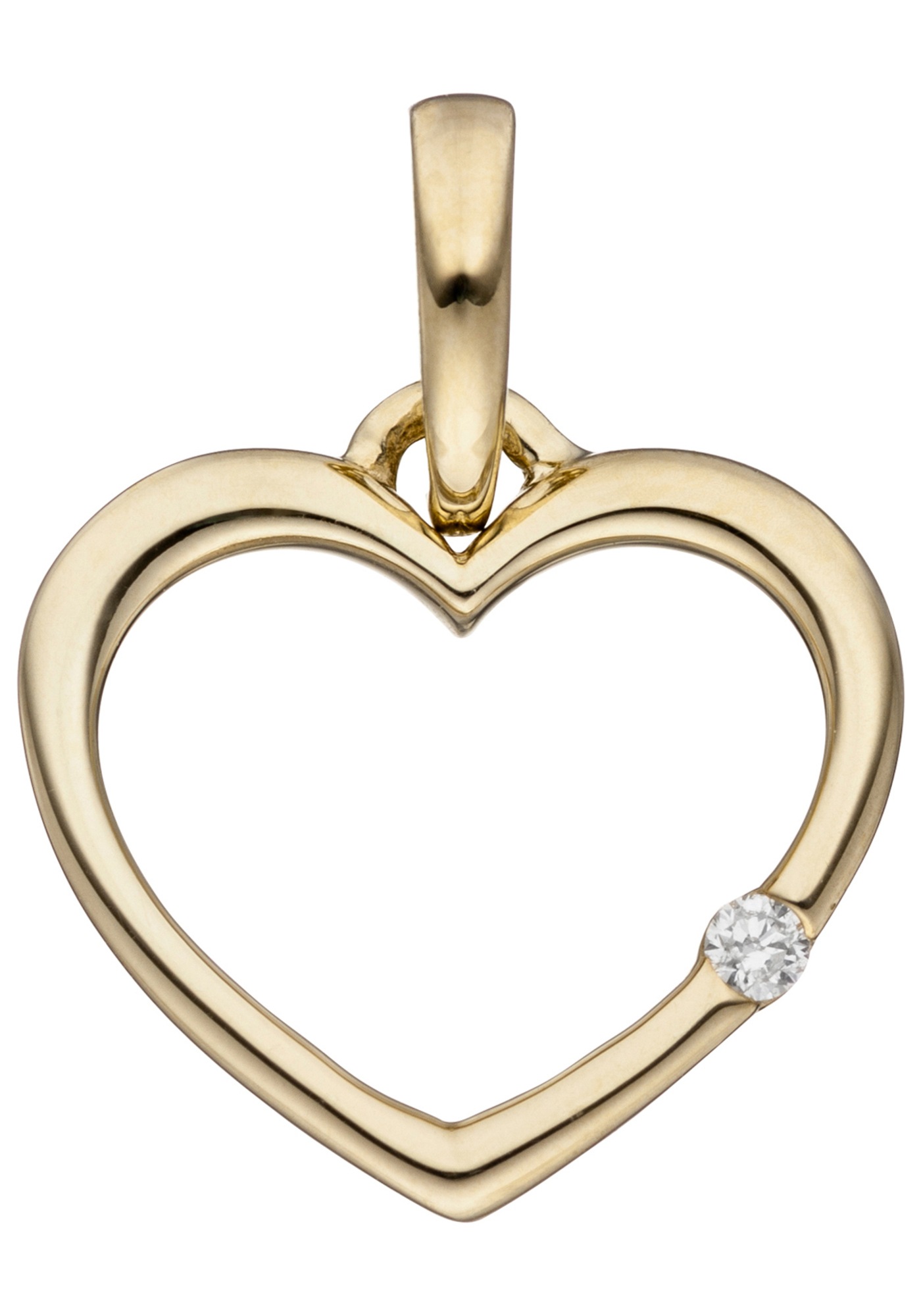 JOBO Herzanhänger »Anhänger Herz«, 333 Gold mit 1 Diamant