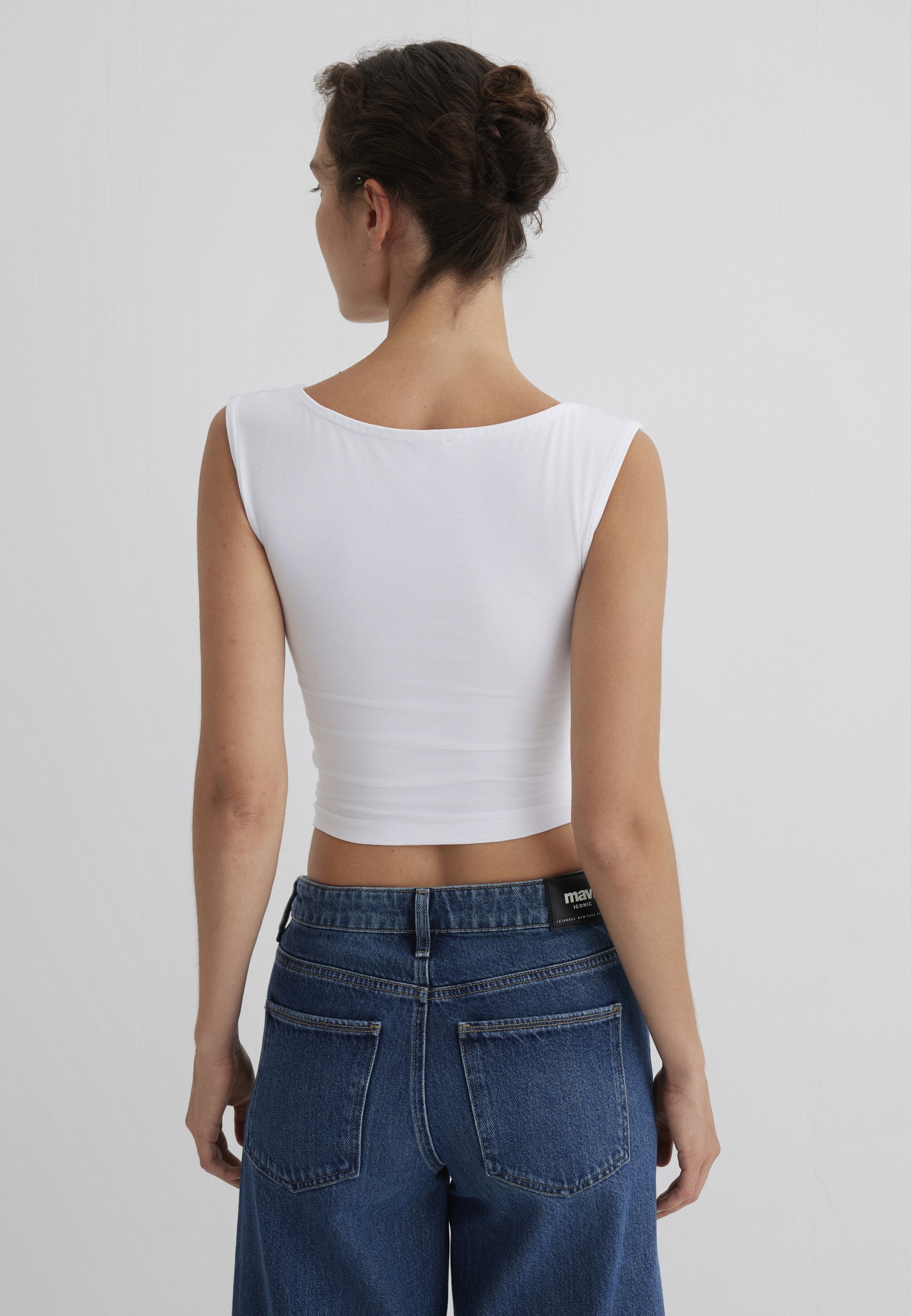 Mavi Rundhalsshirt »NONSLEEVE CROP JERSEY«, Top Cropped