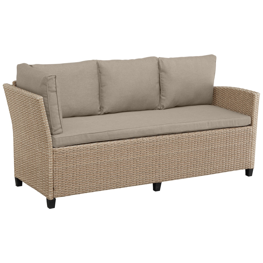 KONIFERA Gartenlounge-Set »Rotterdam«, (Set, 20 tlg., 3x 3er Sofa, 2x Hocker, 1x Tisch 120x82x67cm, inkl. Auflagen), Polyrattan, Stahl, Tischplatte aus Nonwood, Unser Dauertiefpreis