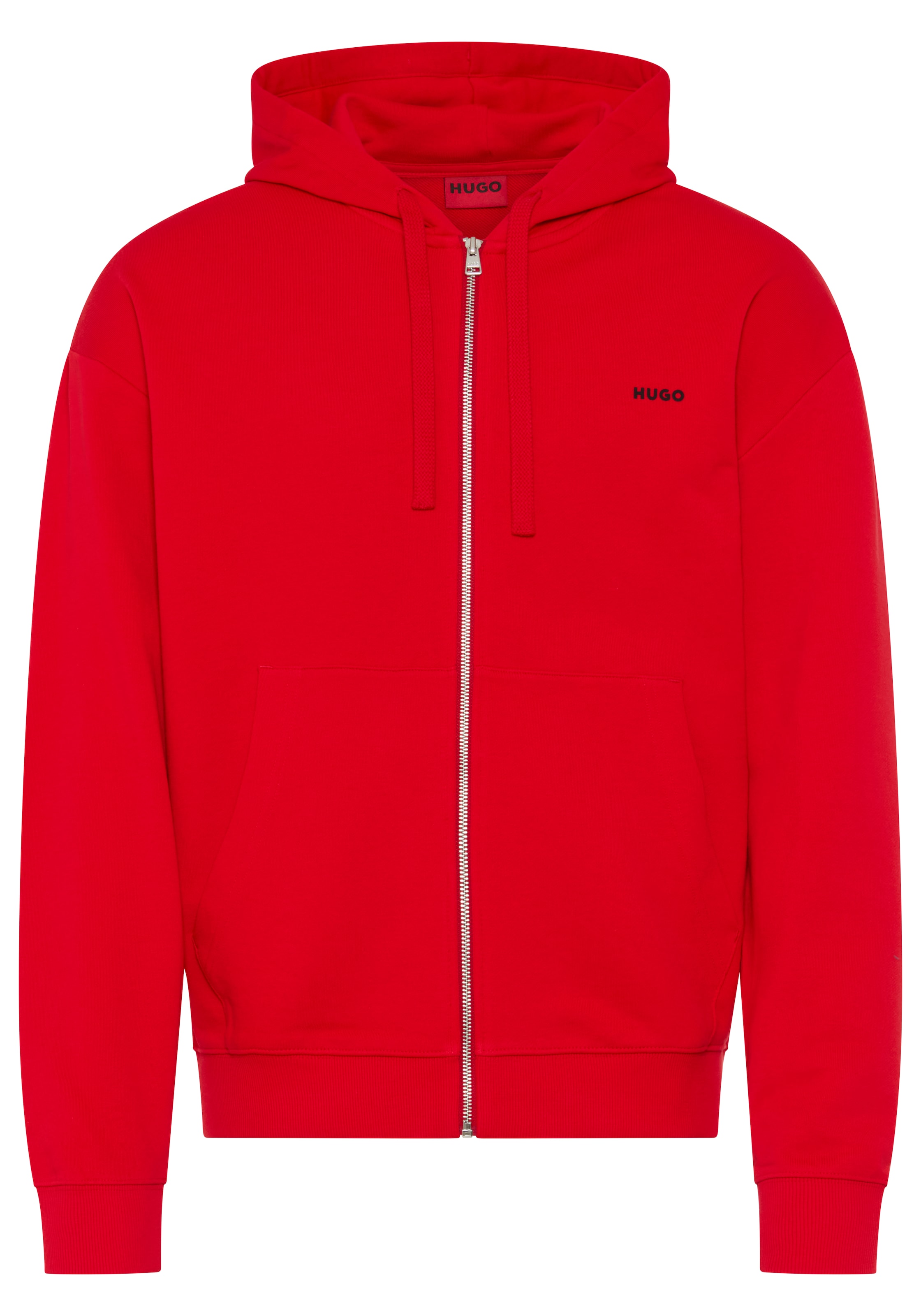 HUGO Kapuzensweatjacke Relaxed Fit, Kapuze, Taschen