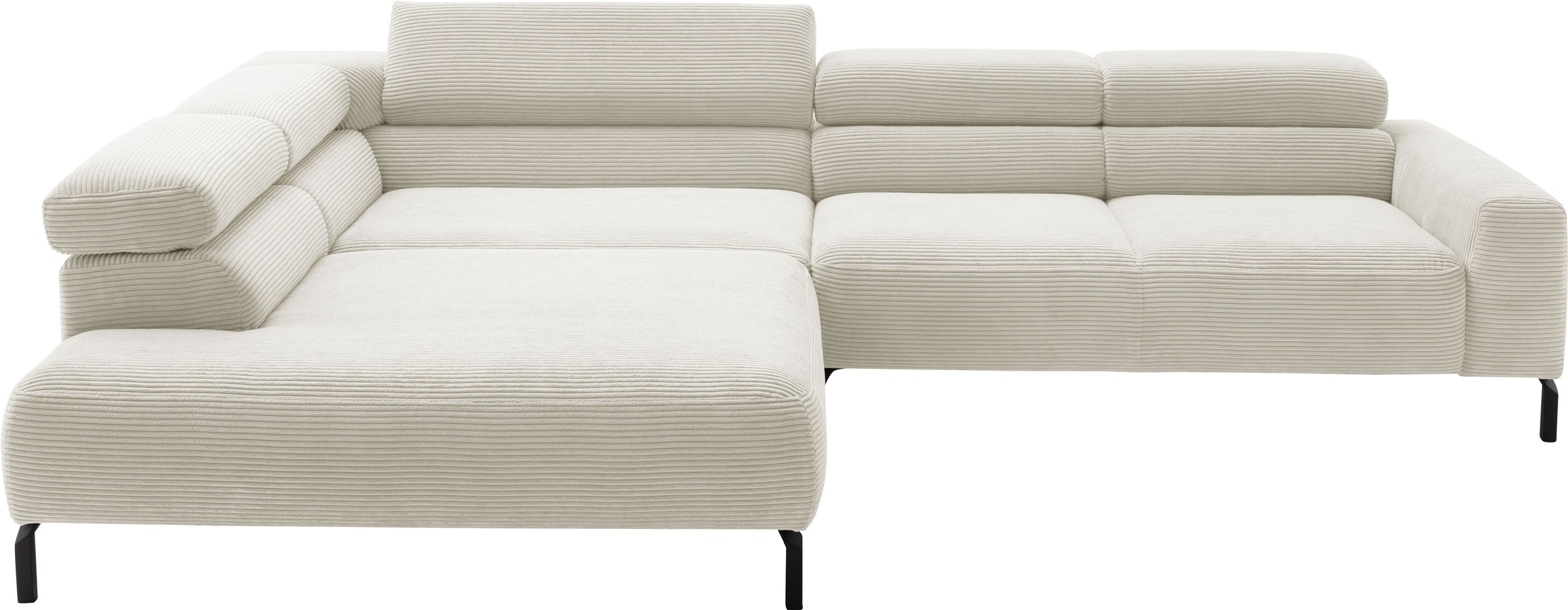 Places of Style Ecksofa »Antonelli, L-Form, inkl. Kopfteilverstellung, Breite 312 cm«, mit elektrischer Sitztiefenverstellung, in Cord, weiß