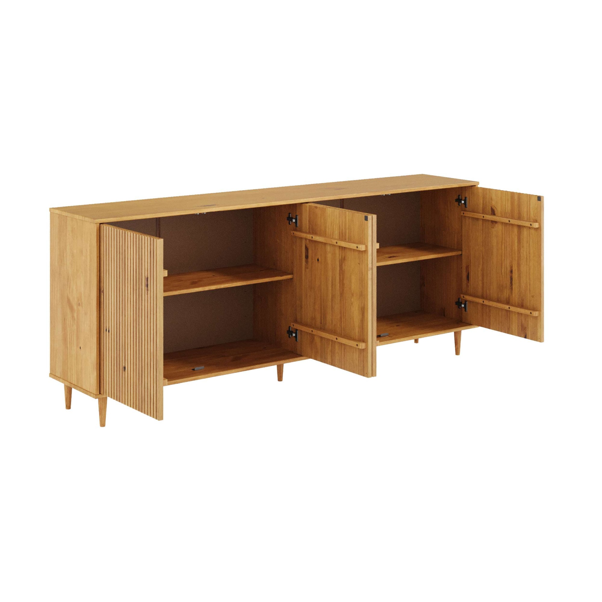 OTTO home Sideboard »Malmedy Front mit gefrästen Rillen« Kommode aus massivem Kiefernholz, Push-to-open, FSC, Breite 200 cm