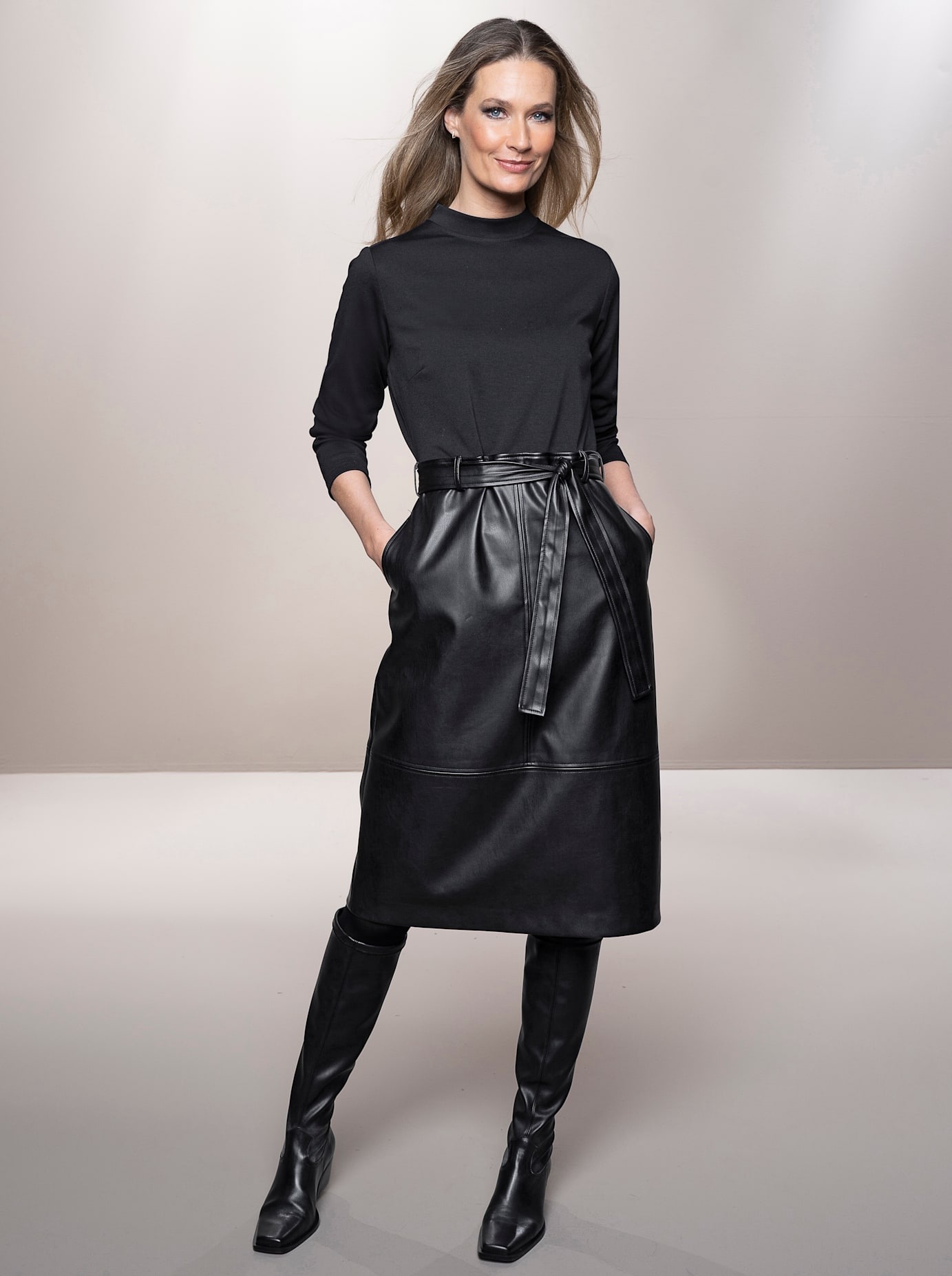 heine Lederkleid "Kleid" Eingrifftaschen günstig online kaufen