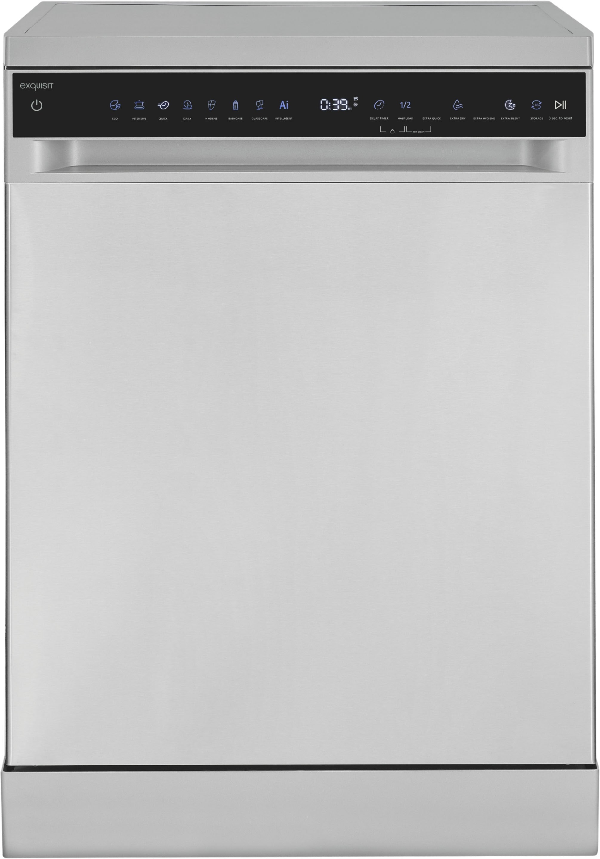 exquisit Standgeschirrspüler 9616 "GSP9616-450B inox" 10,9 l 16 tlg. Maßgedecke 16 Maßgedecke & flüsterleise 44 dB – stark und angenehm ruhig
