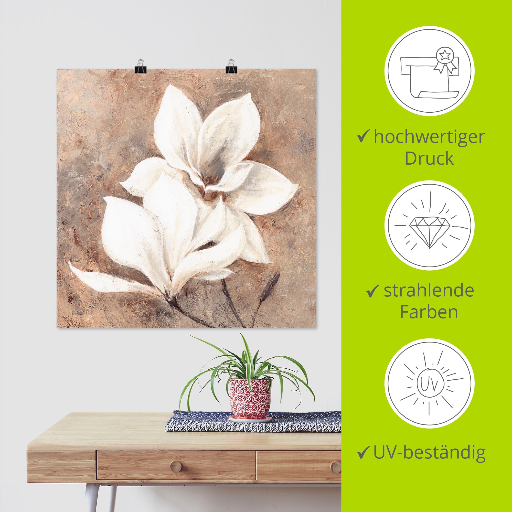 Artland Wandbild »Klassische Magnolien«, Blumen, (1 St.), als Alubild, Outdoorbild, Leinwandbild, Poster, Wandaufkleber