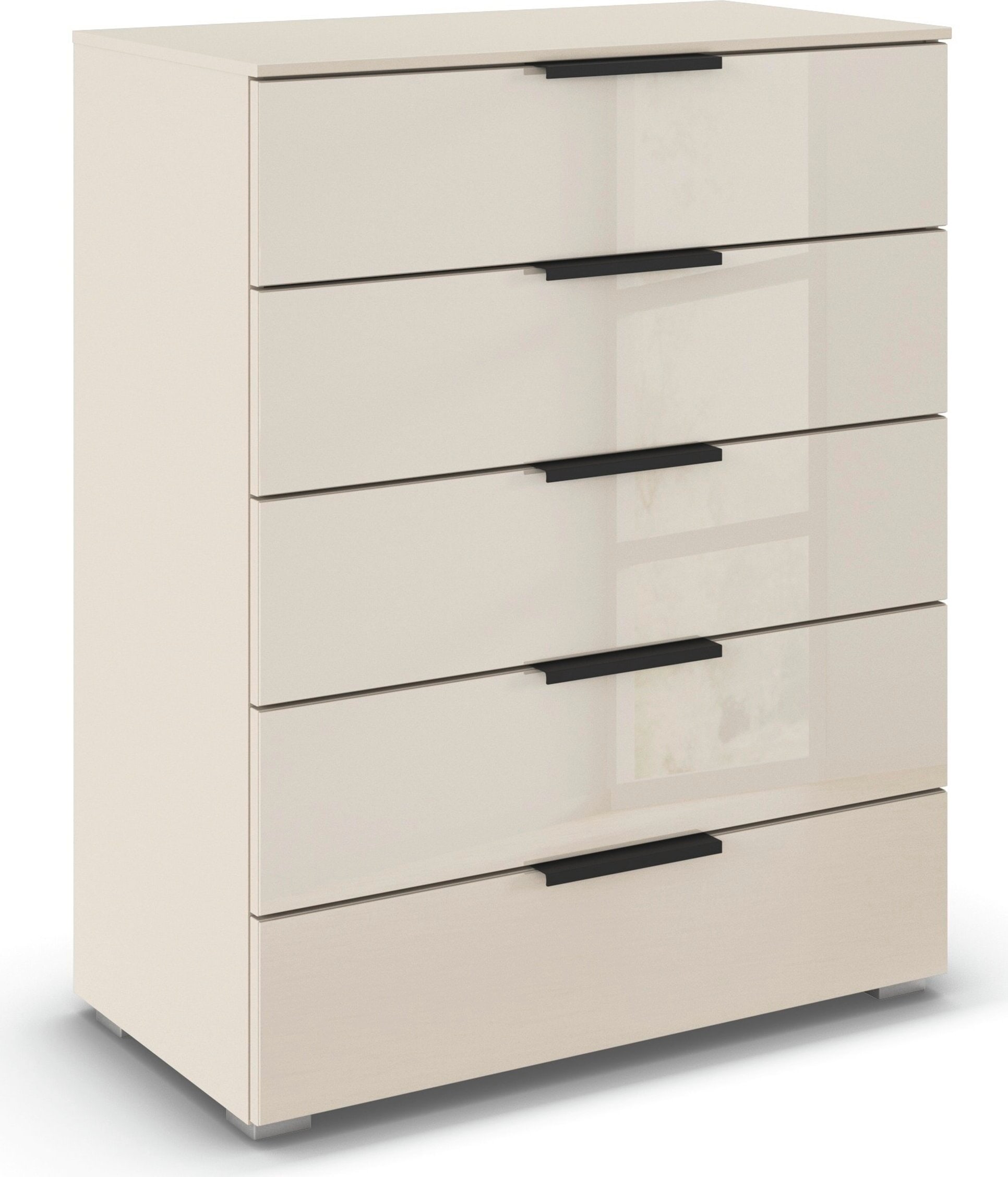 rauch Schubkastenkommode "Highboard Sideboard Kommode MONTCLAR Frontauswahl Dekor/Hochglanz/Glas" in 2 Breiten: 40 oder 80 cm / Höhe 100 cm, inkl. Soft-Close-Funktion, mit 5 geräumigen Schubladen, viele Griffvarianten MADE IN GERMANY
