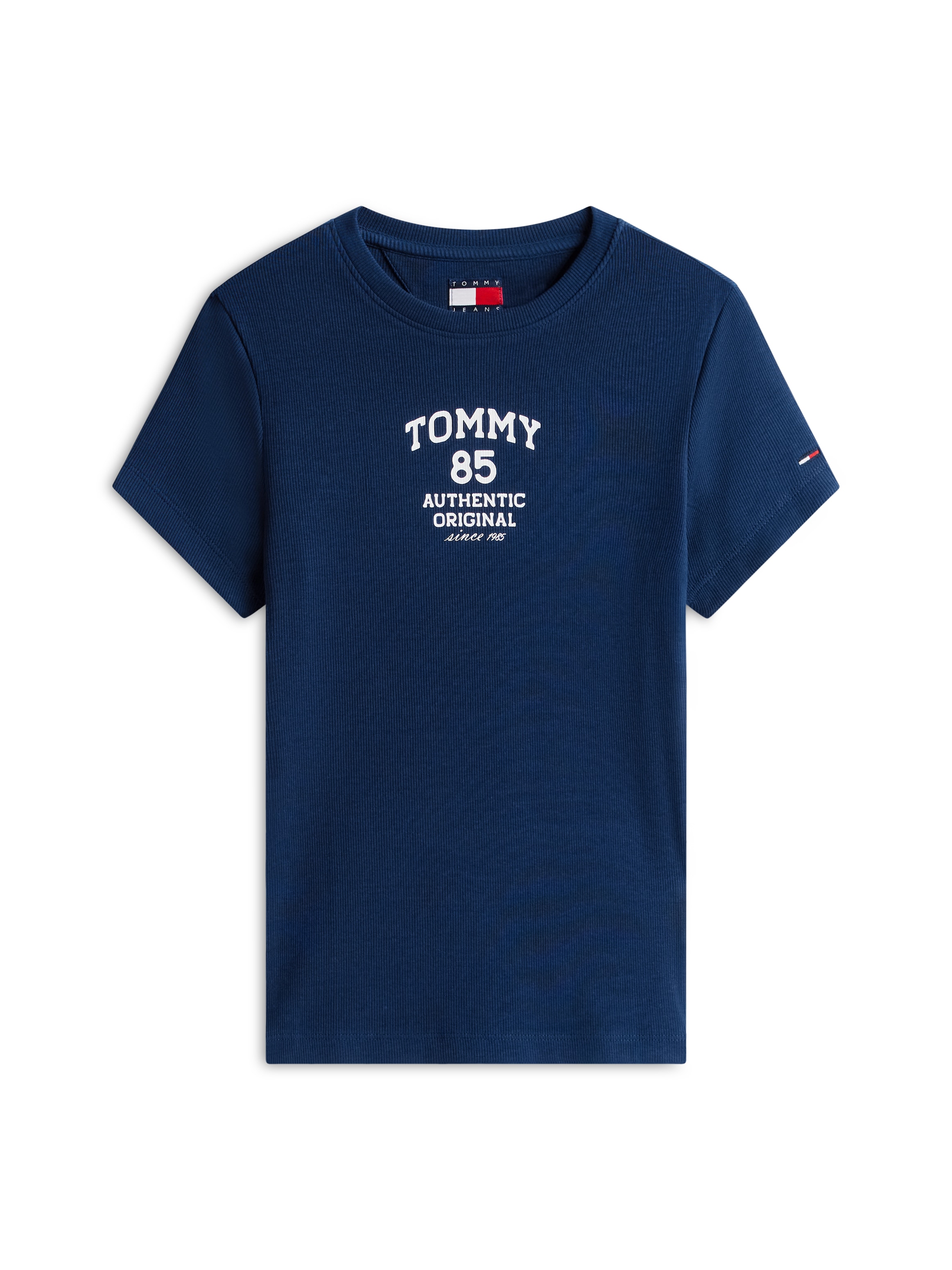 Tommy Jeans Kurzarmshirt »TJW SLIM TOMMY 85 RIB SS TEE« in gerippter Struktur