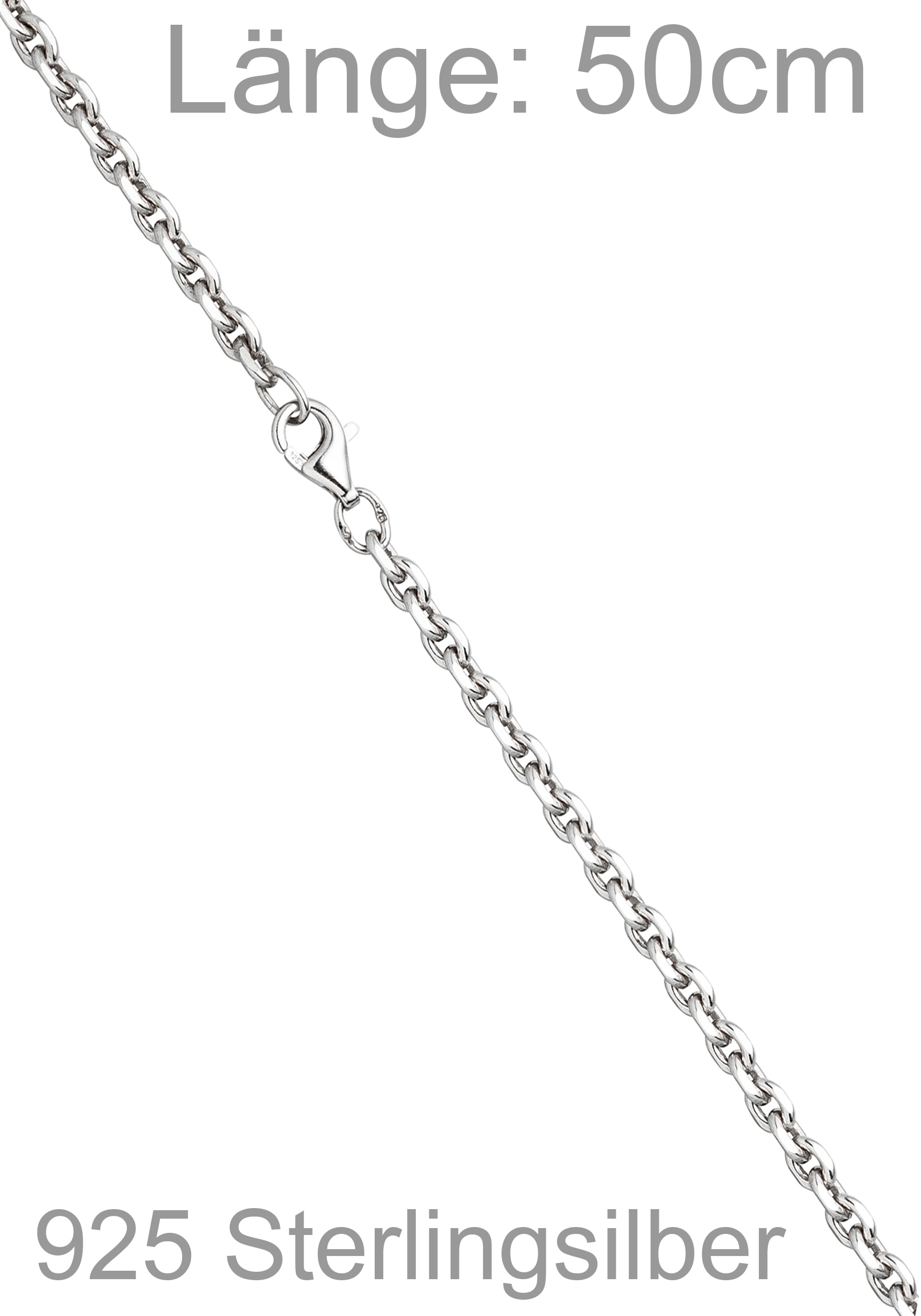 JOBO Silberkette Ankerkette 925 Silber diamantiert 50 cm