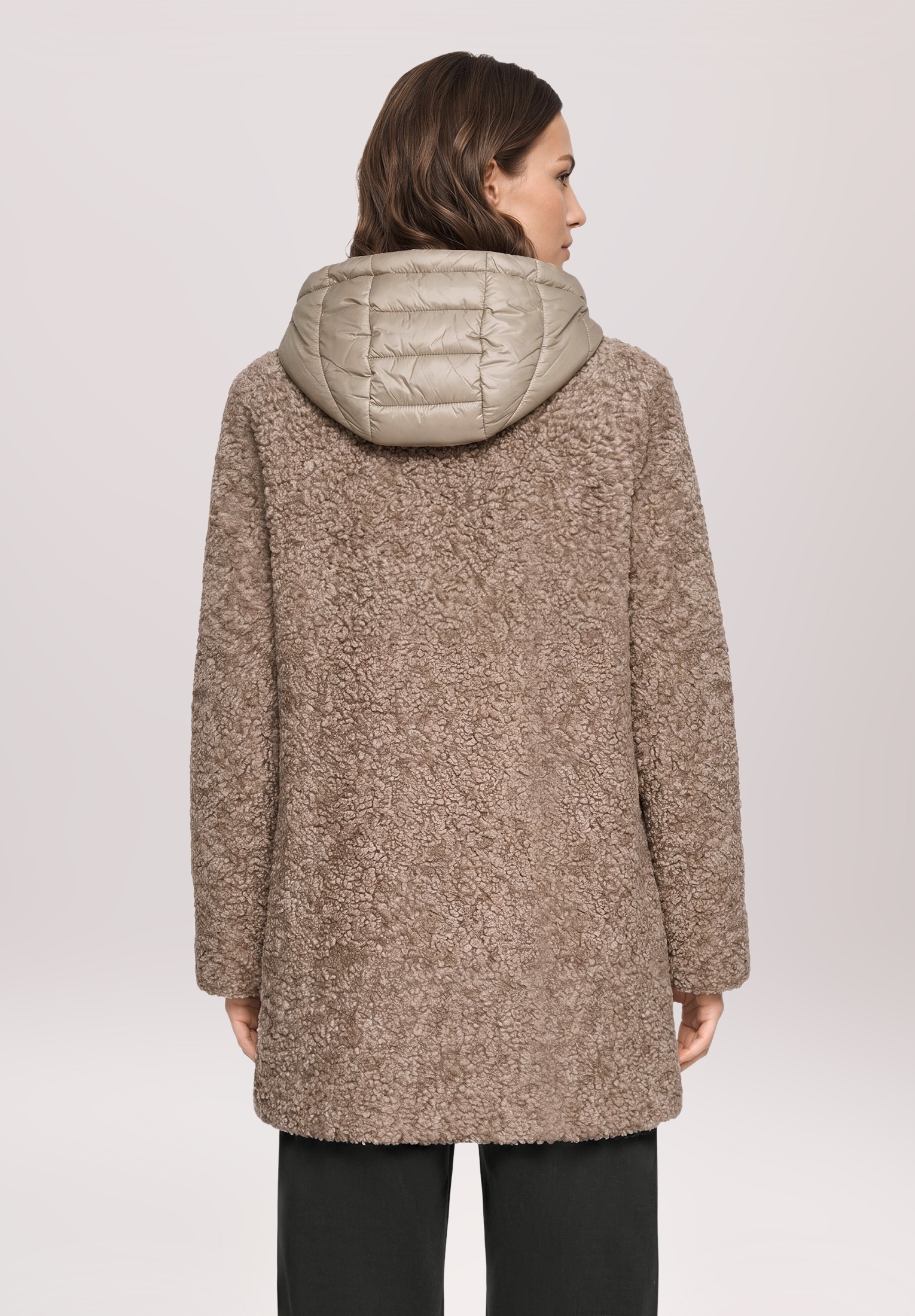Amber & June Plüschjacke »Damen mit abnehmbarem Westenteil« mit Kapuze