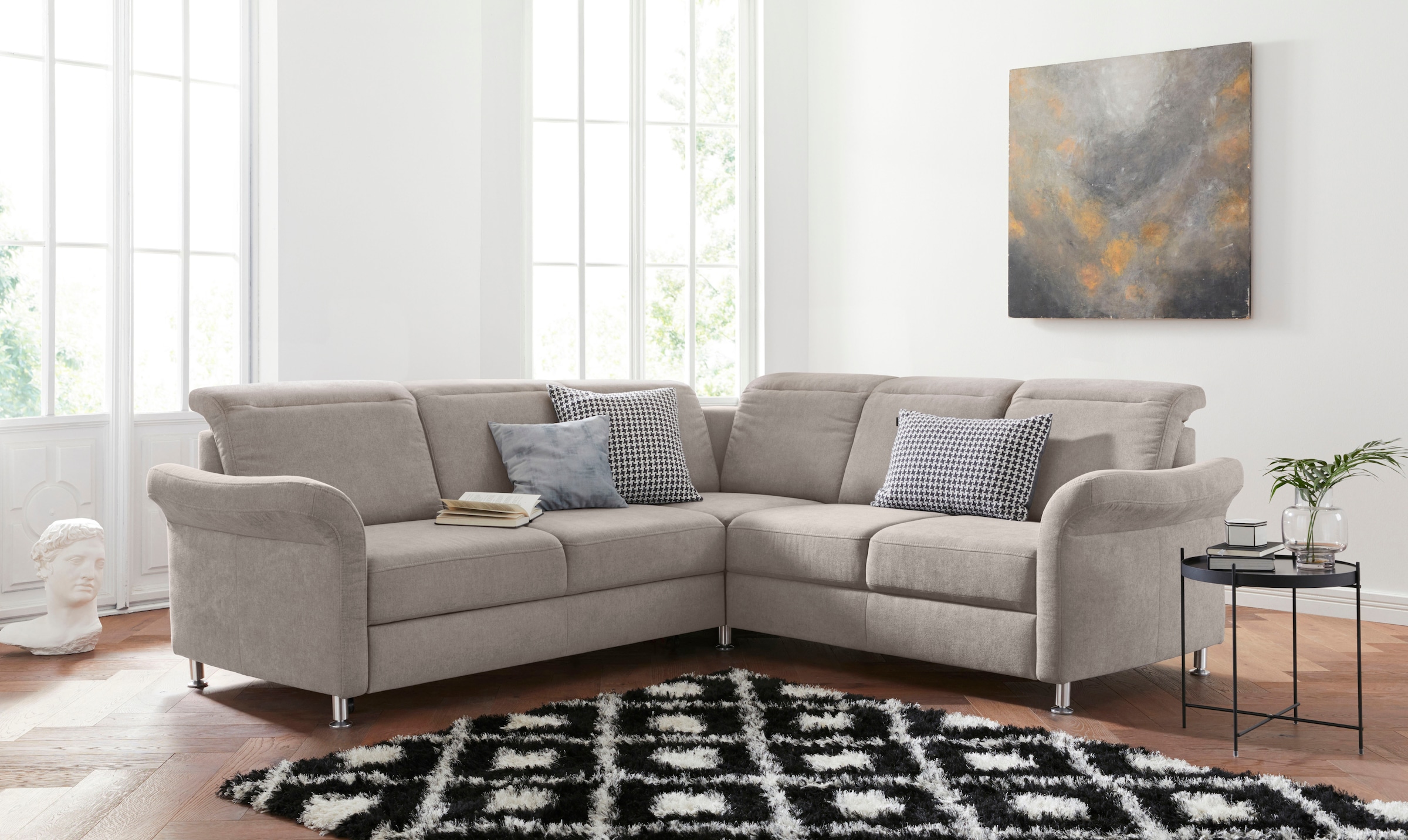 sit&more Ecksofa "Darwin L-Form" inklusive Federkern, wahlweise mit Kopfteilverstellung, Schlaffunktion