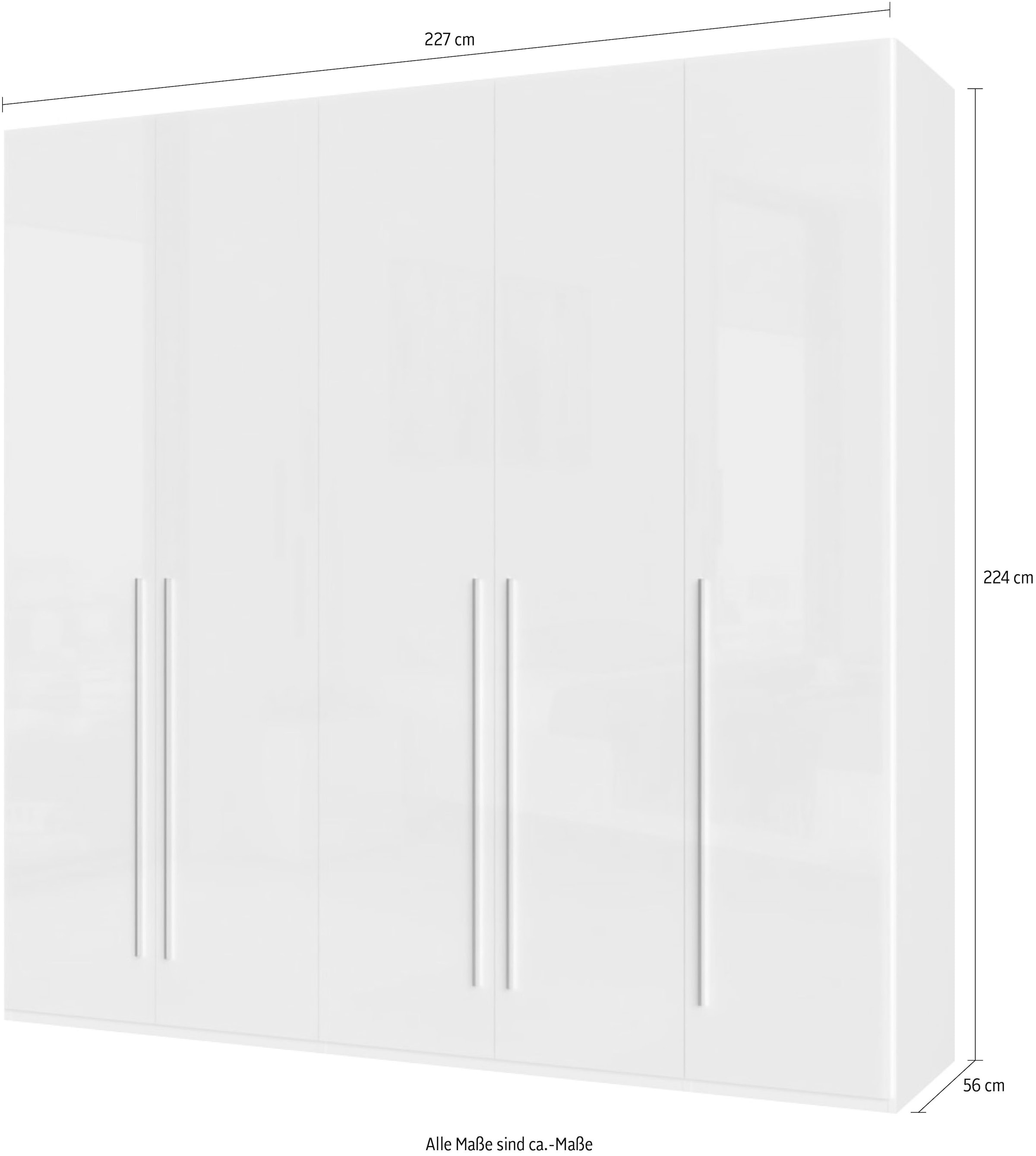 Places of Style Kleiderschrank »Piano, UV lackiert, hochglänzend in beige oder weiß, FSC-zertifiziert«, (Made in Europe), in vielen Breiten, Höhe 224cm, mit Soft-Close Funktion